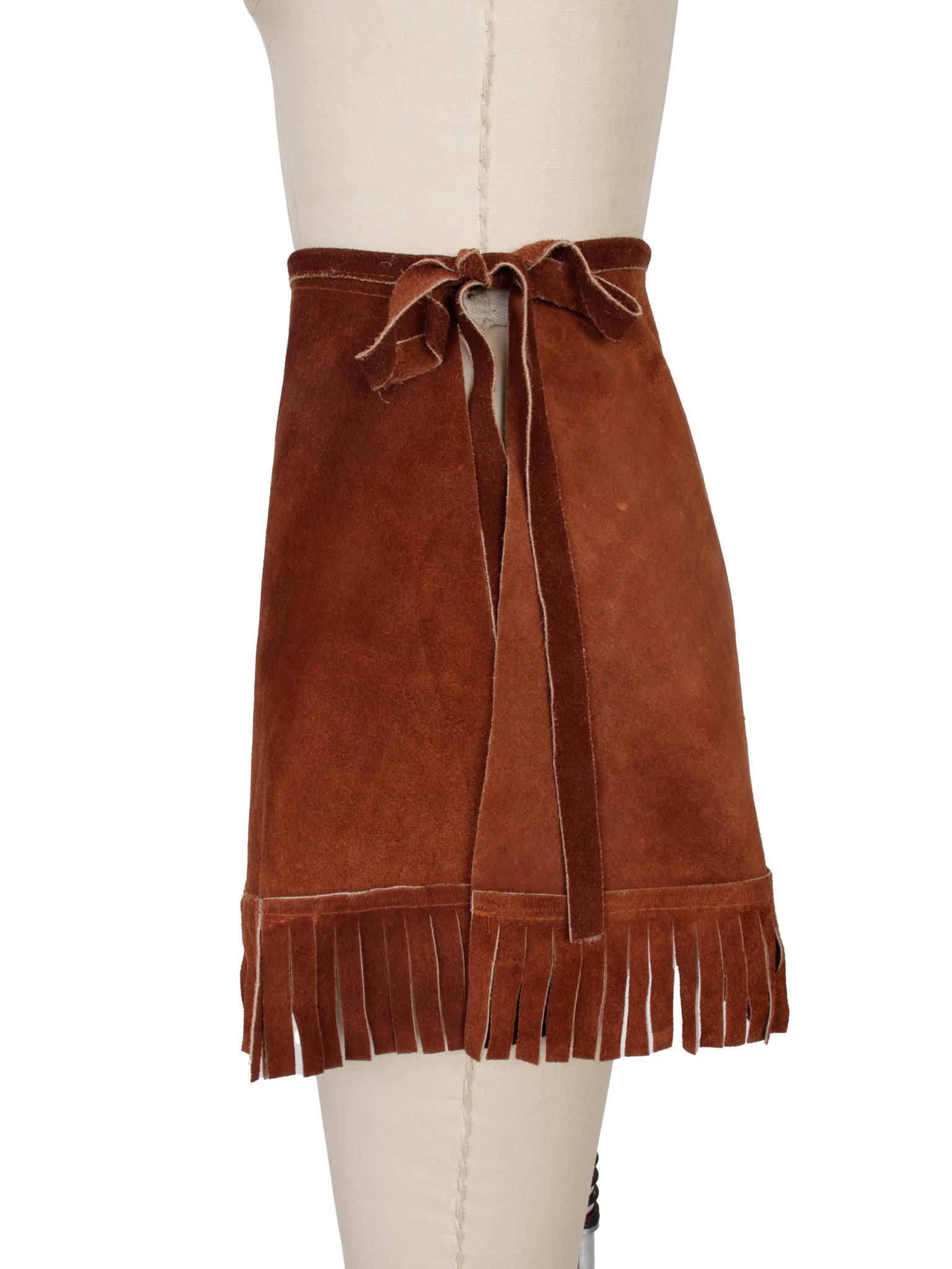 1970s Suede Fringe Trim Vest & Skirt Set