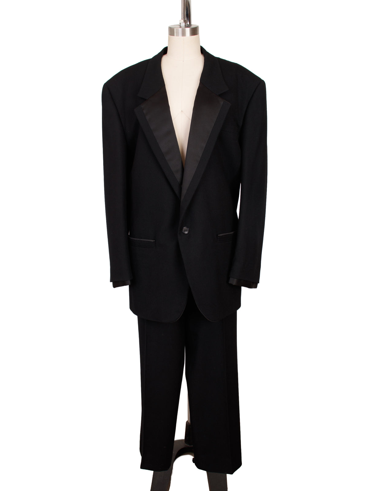 1980s Gianni Versace Wool Tuxedo Stripe Pant Suit