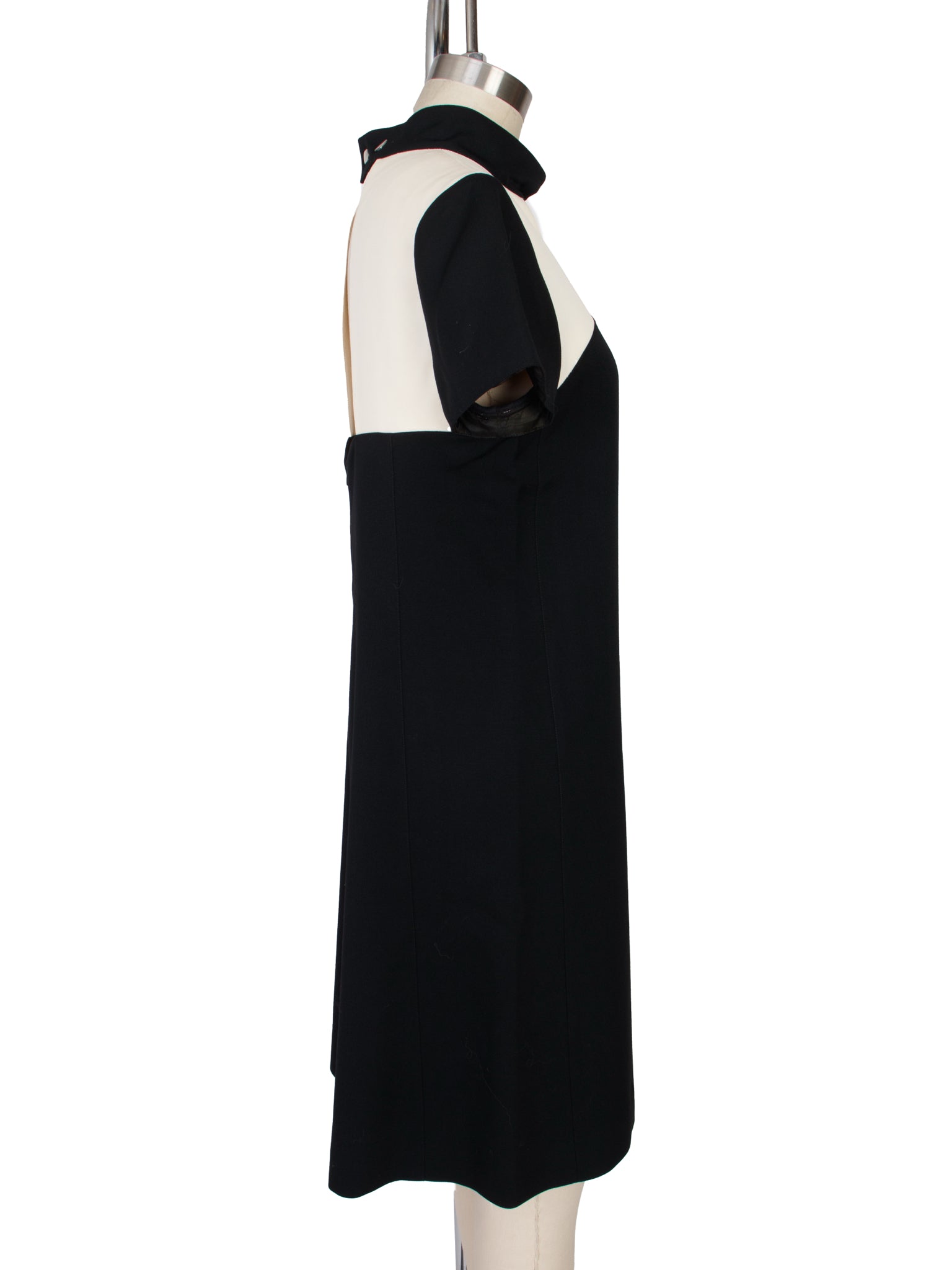 Courreges Wool Crepe Color Block Keyhole Mini Dress
