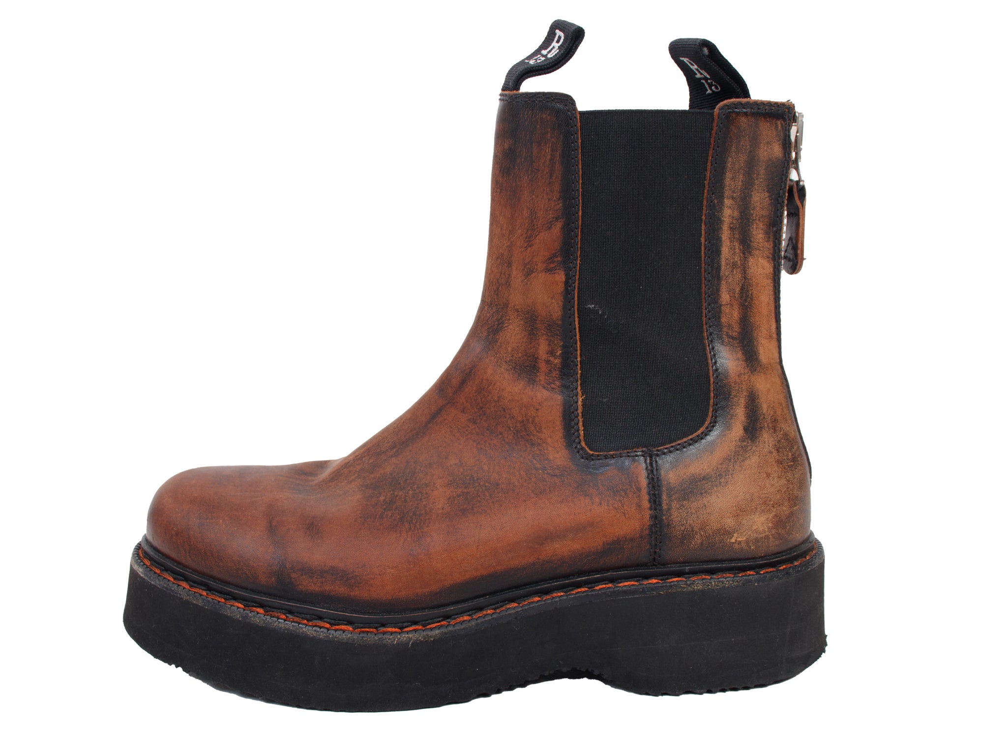 R13 Leather Single Stack Platform Chelsea Boots