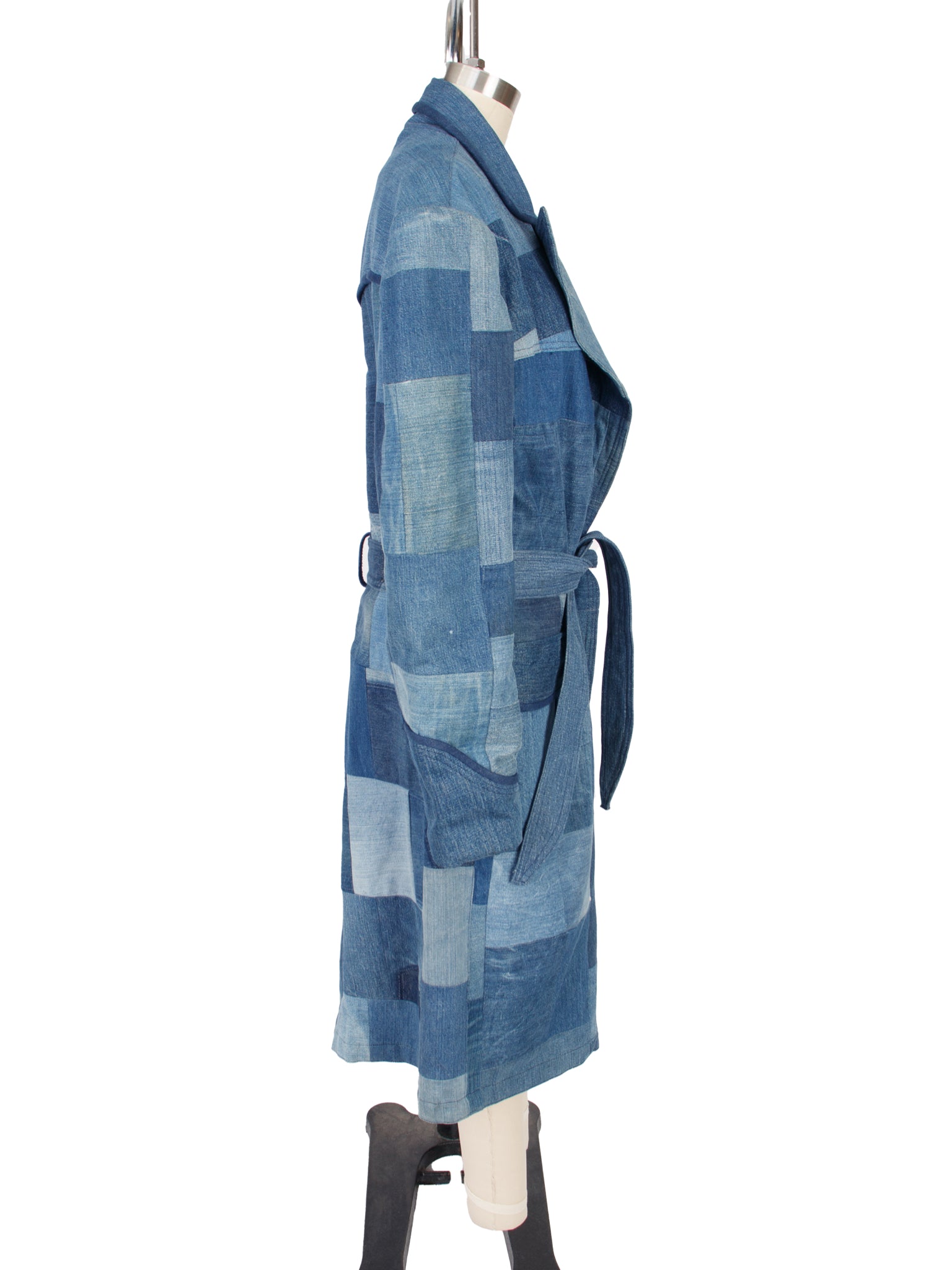 1970's Antonio Guissepe Denim Patchwork Trench Coat