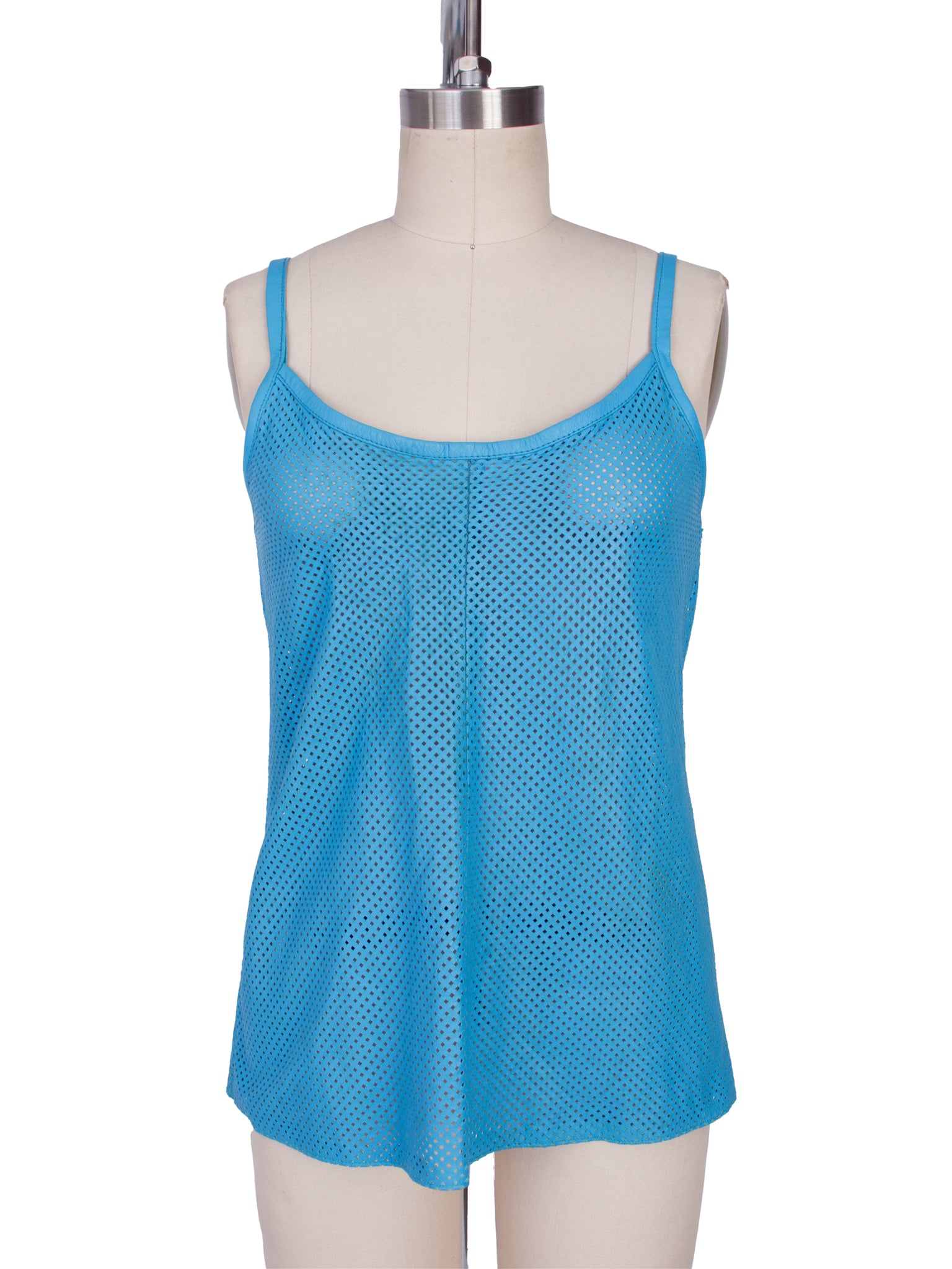 Lillie Rubin Perforated Leather Cami & Shirt Set