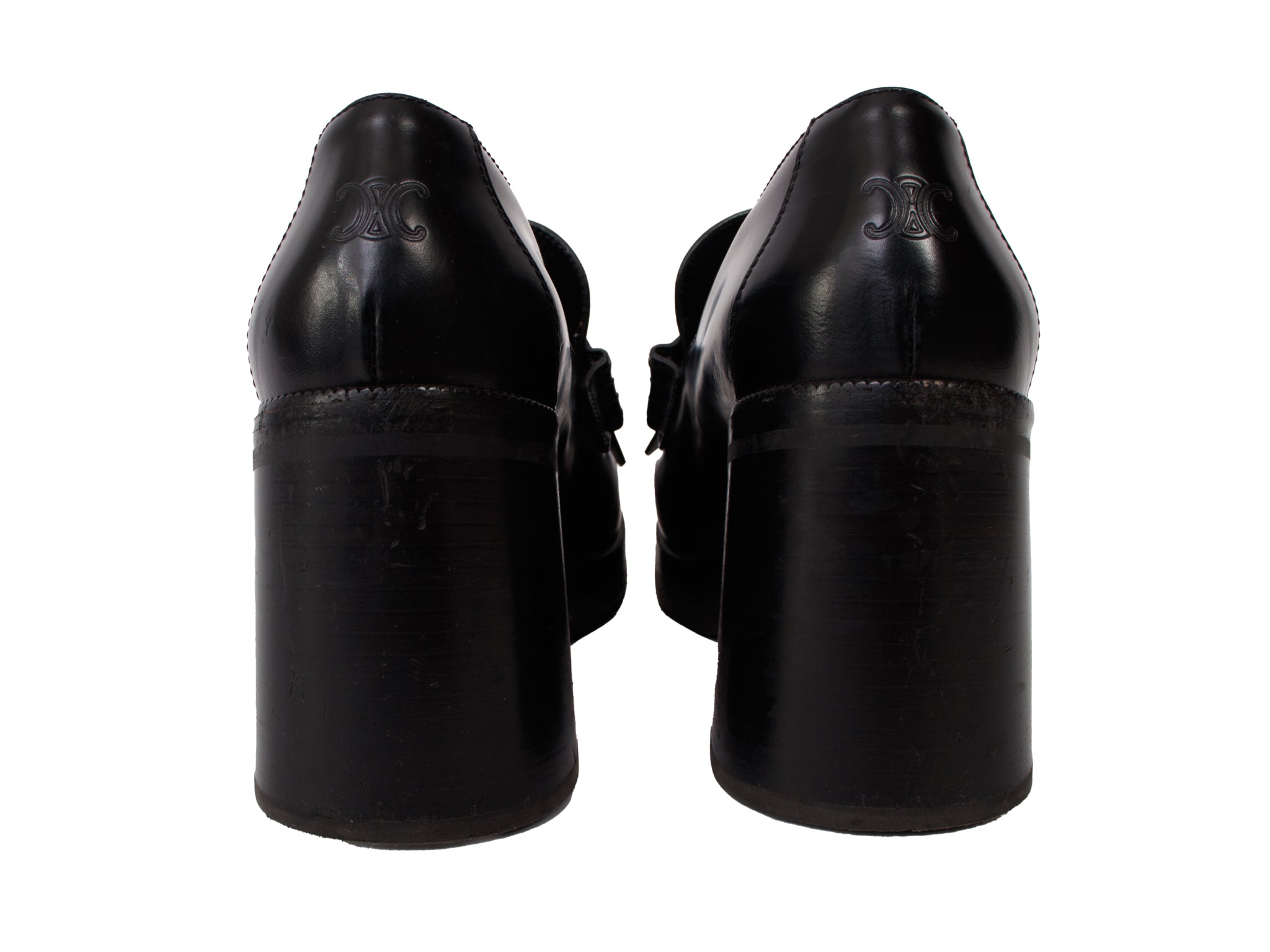 Celine Tess Triomphe Chain Platform Loafers