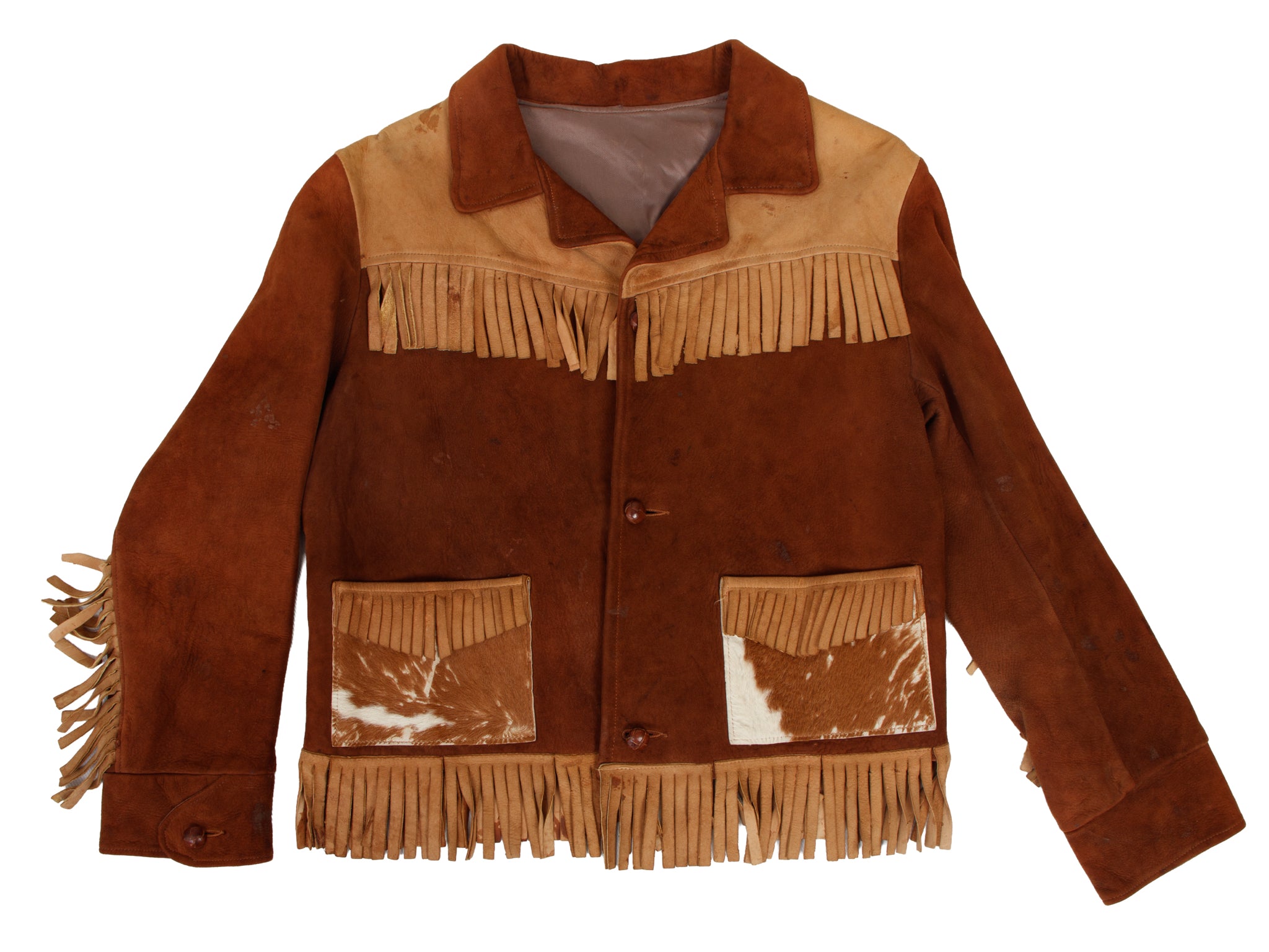 Suede & Cow Patch Fringe Jacket