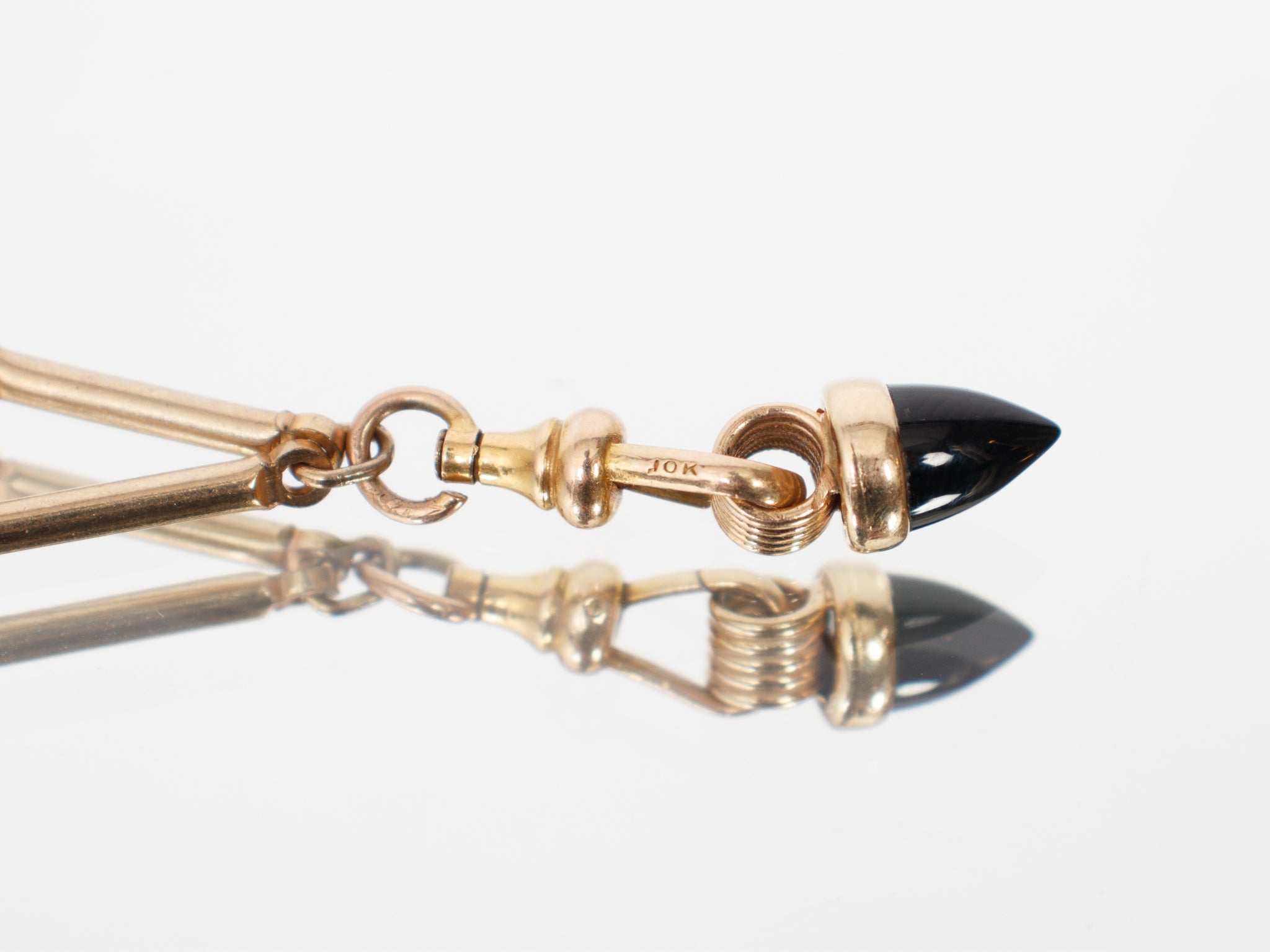 Art Deco Style Chain With 14k Onyx Pendant Necklace