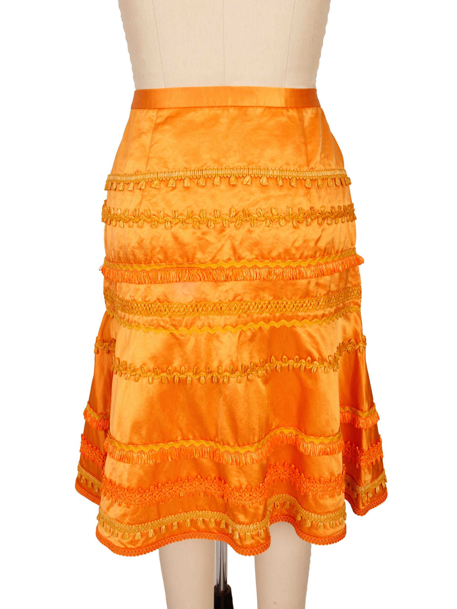 Moschino Cheap & Chic Satin & Raffia Trim Skirt