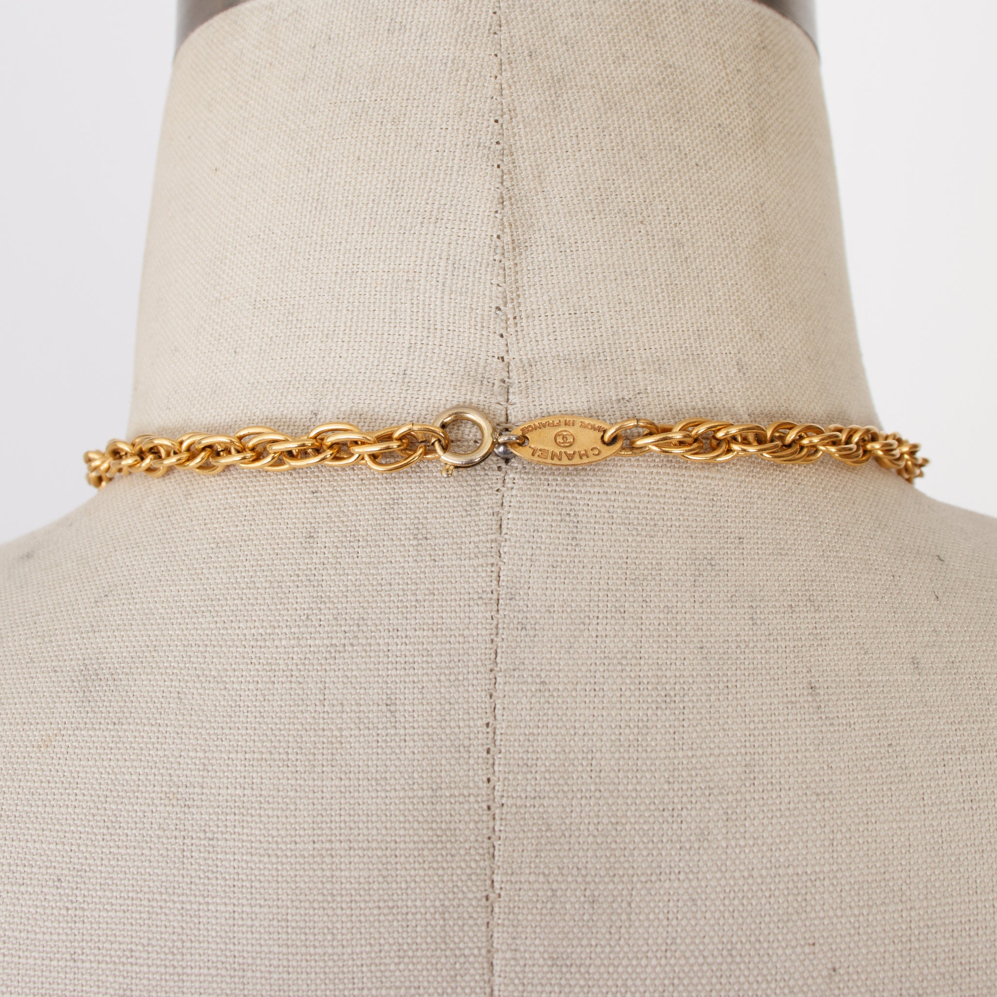 Chanel Faux-Pearl Gold-Tone CC Chain Necklace
