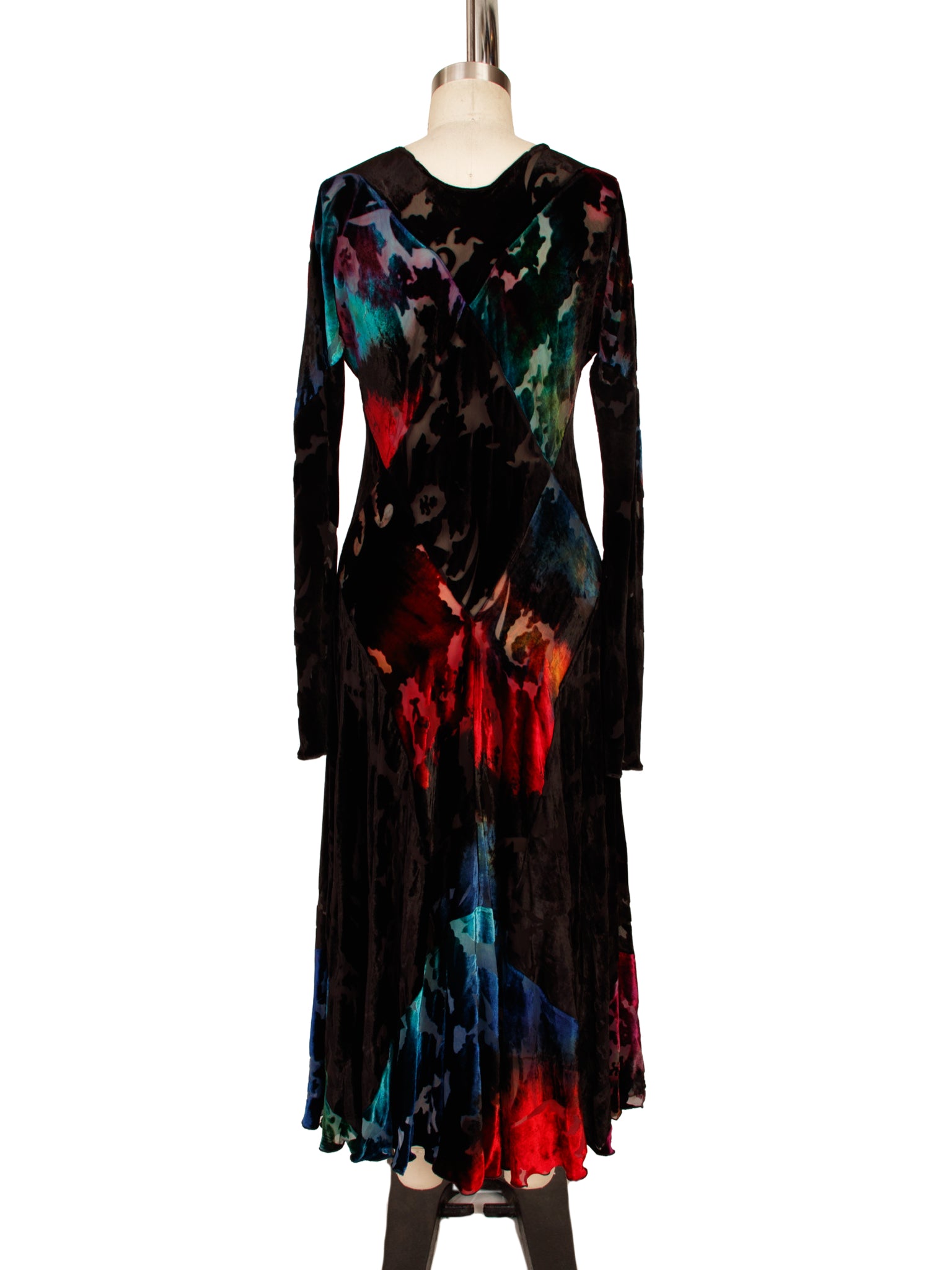 1990s Carter Smith Shibori Hand Dyed Velvet Devoré Dress