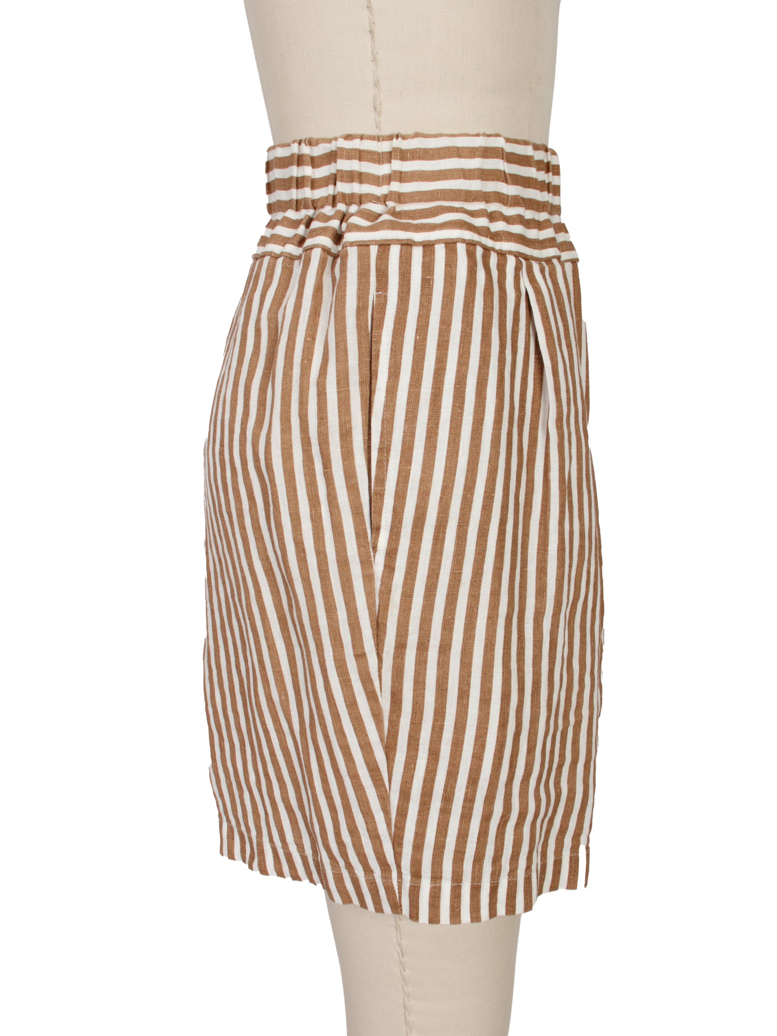 Black Crane Linen Stripe Shorts Set