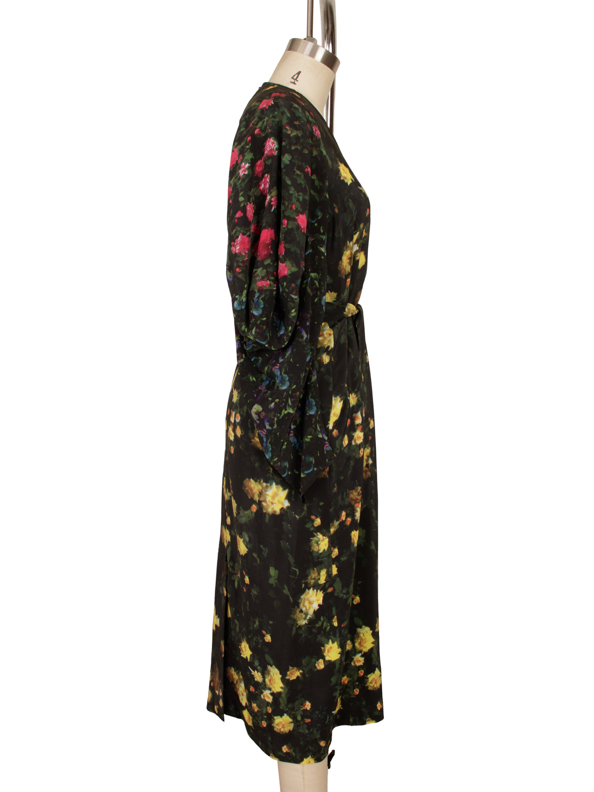 Anntian Silk Floral Bishop Sleeve Dress