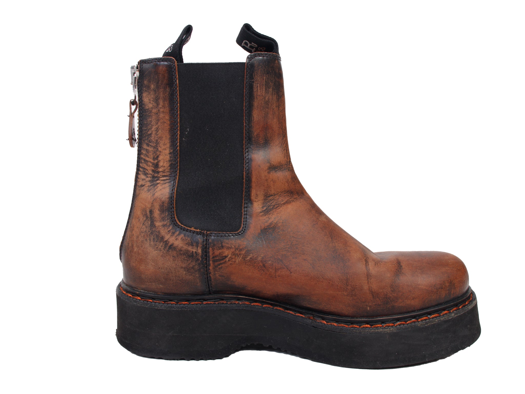 R13 Leather Single Stack Platform Chelsea Boots