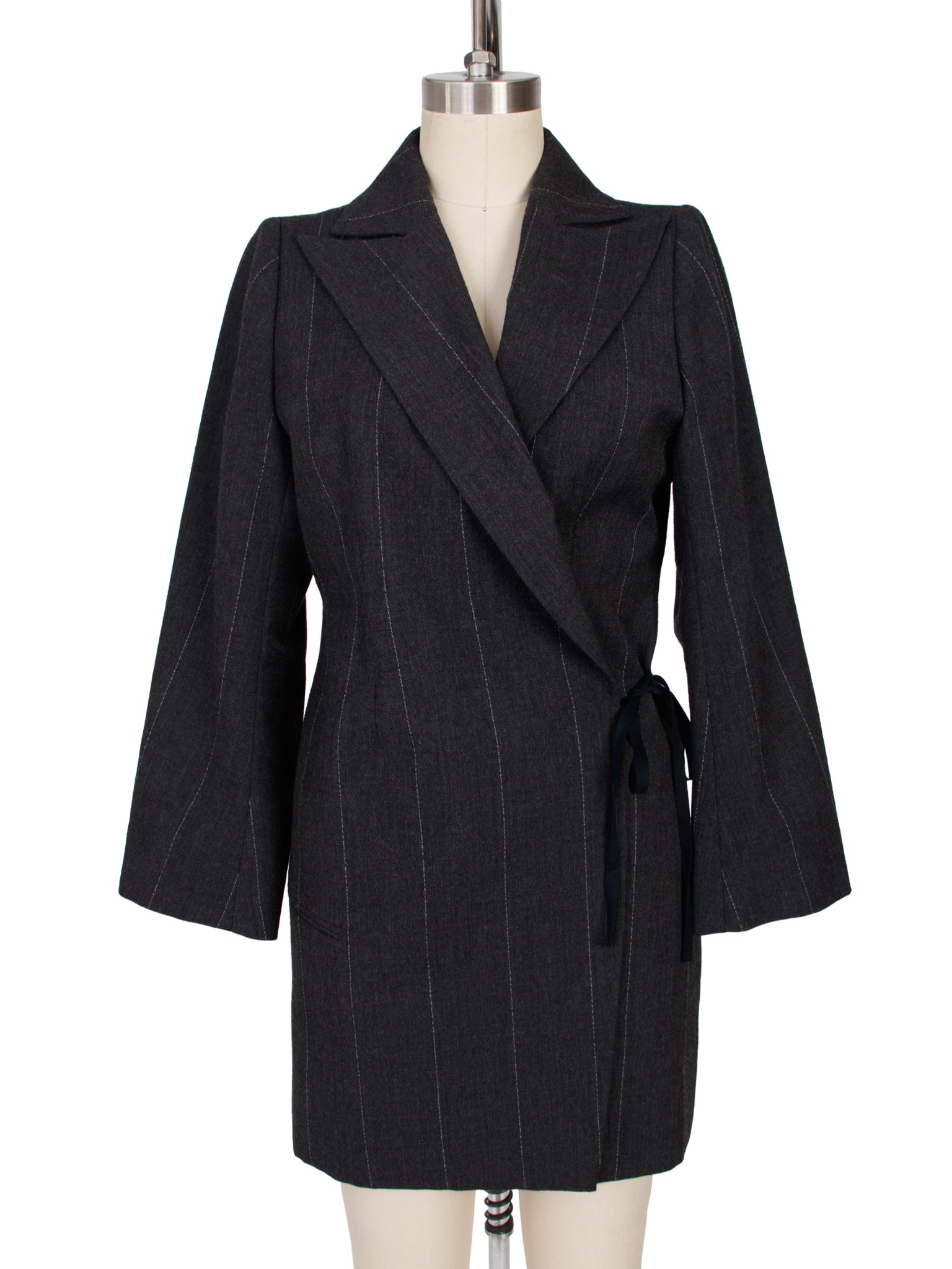 Ann Demeulemeester Wool Pinstripe Tie Jacket