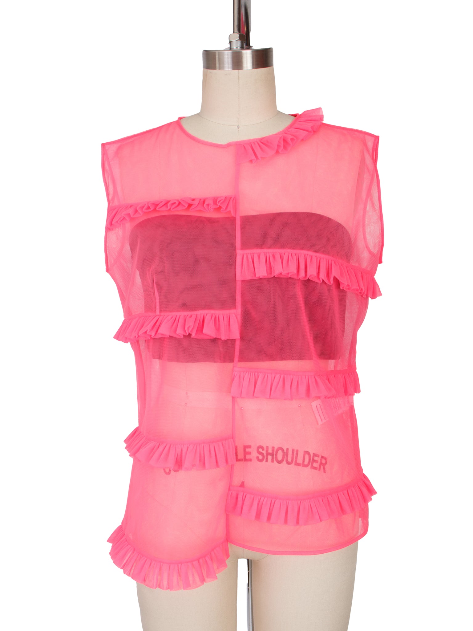 eaphi TULLE ASYMMETRY FRILL CAMISOLE 新品 Paskal Neon Tulle Asymmetrical Ruffle Top – Mercy Vintage