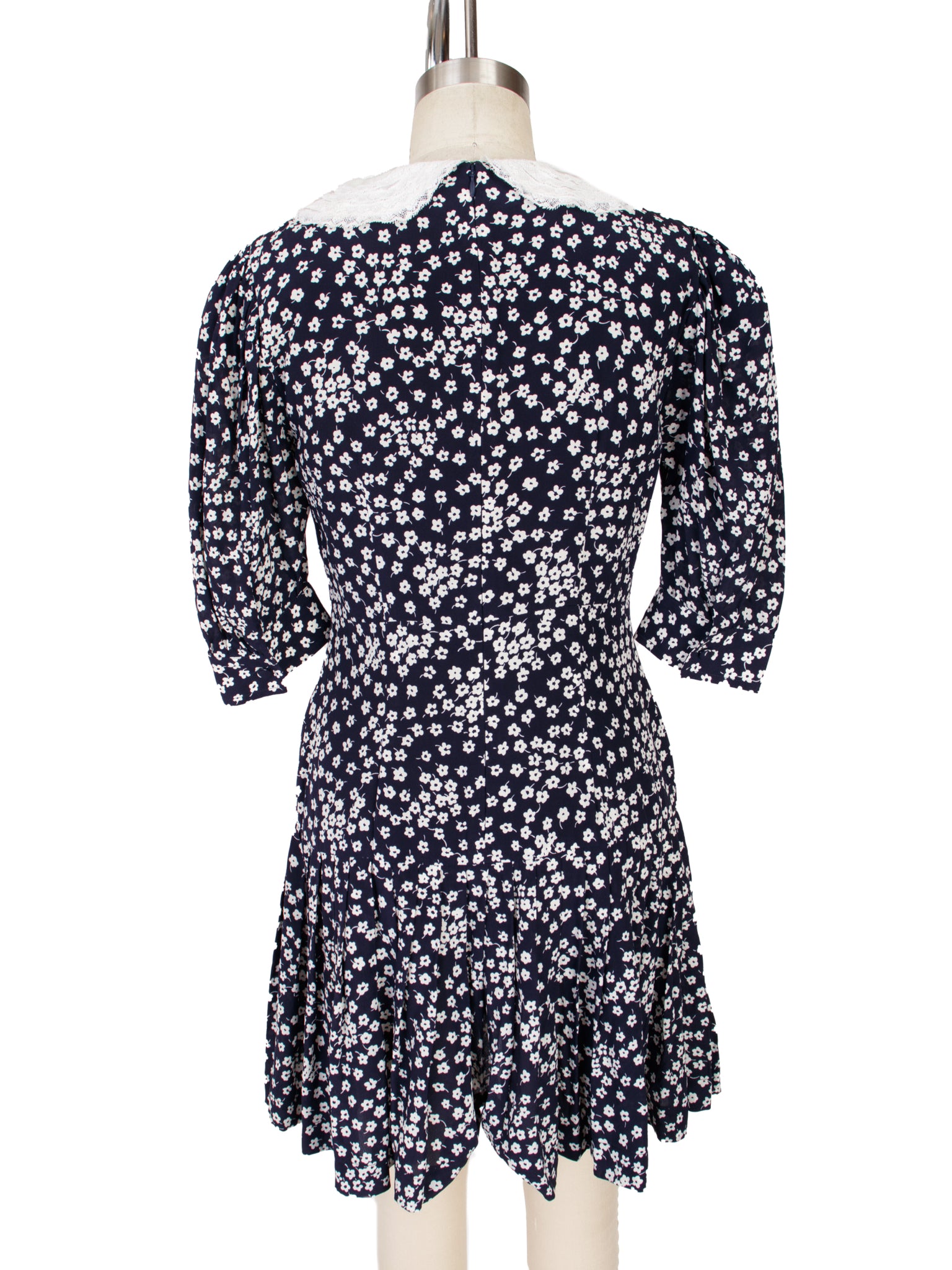 Alessandra Rich Silk & Lace Collar Mini Dress