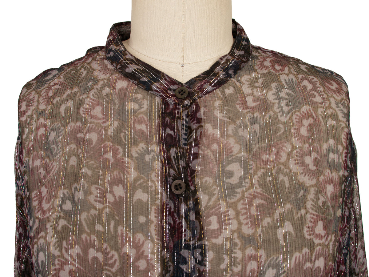 Dries Van Noten Lurex Chiffon Floral Blouse