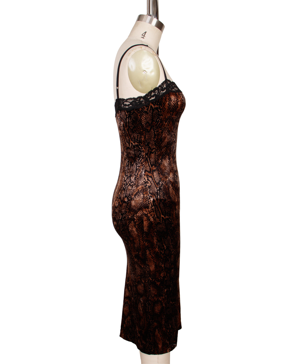 1990s Betsey Johnson Velvet Snakeskin Print Dress