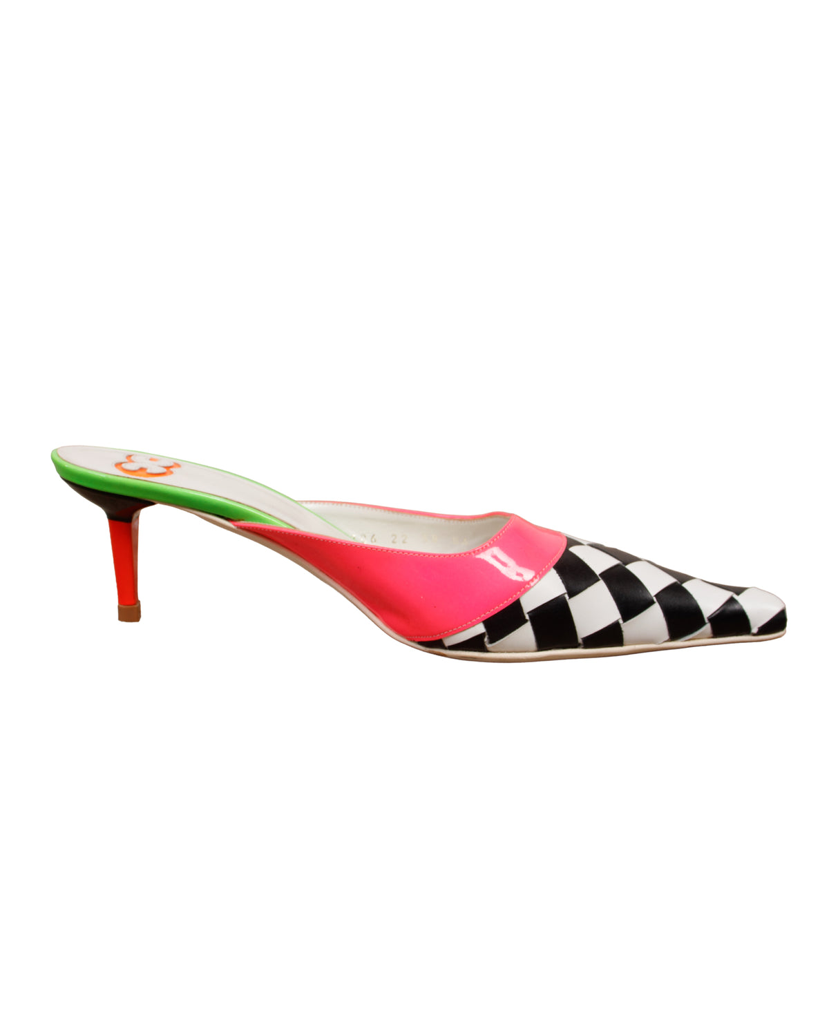 Escada Leather Woven Checker Mules