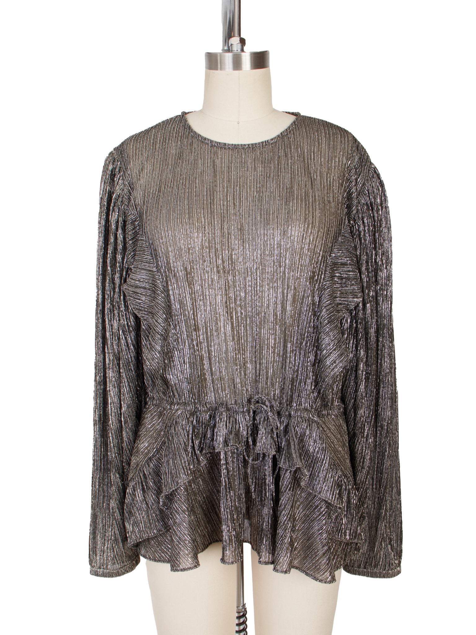 IRO Metallic Plisse  Peplum Top