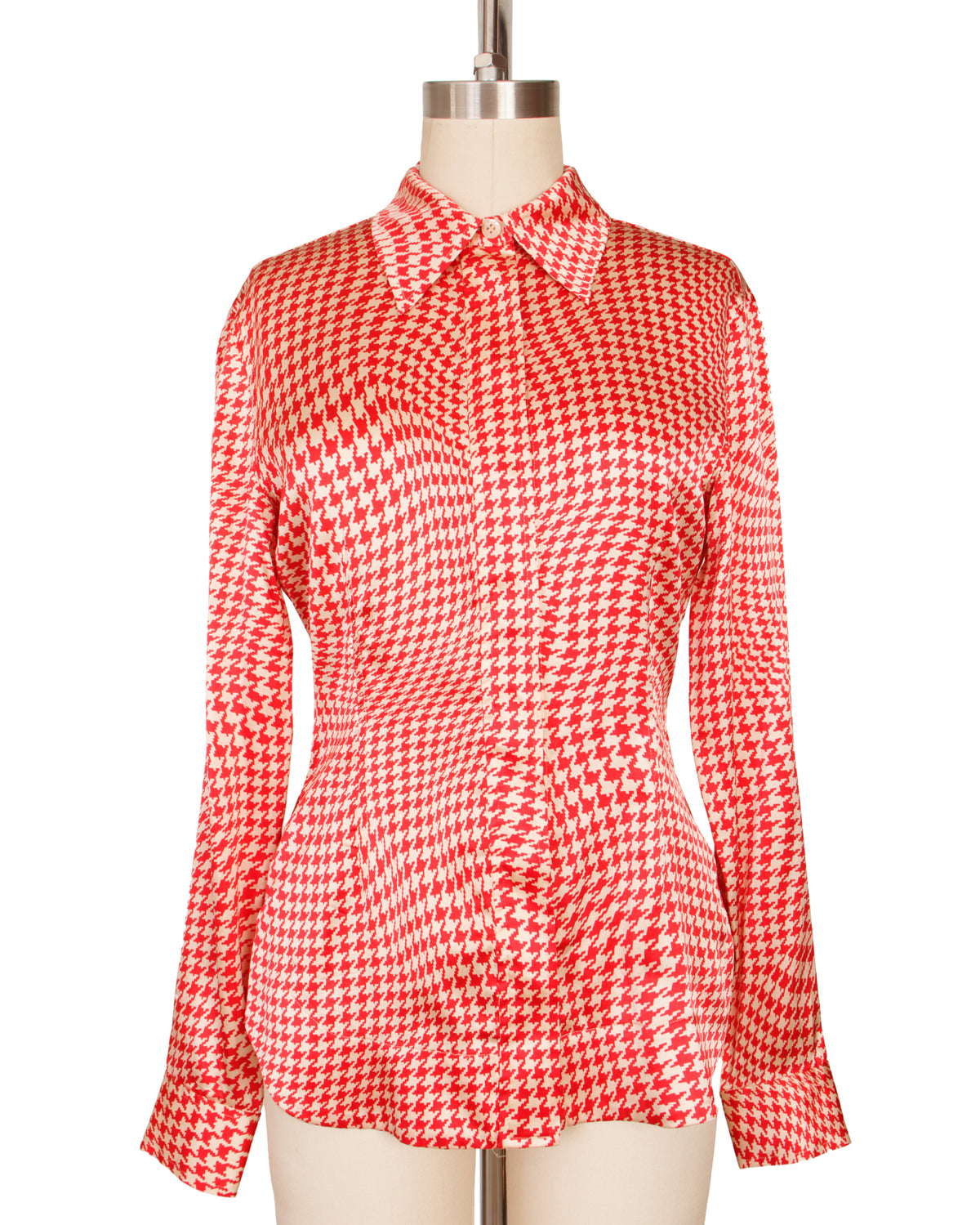 Ganni Silk Houndstooth Shirt