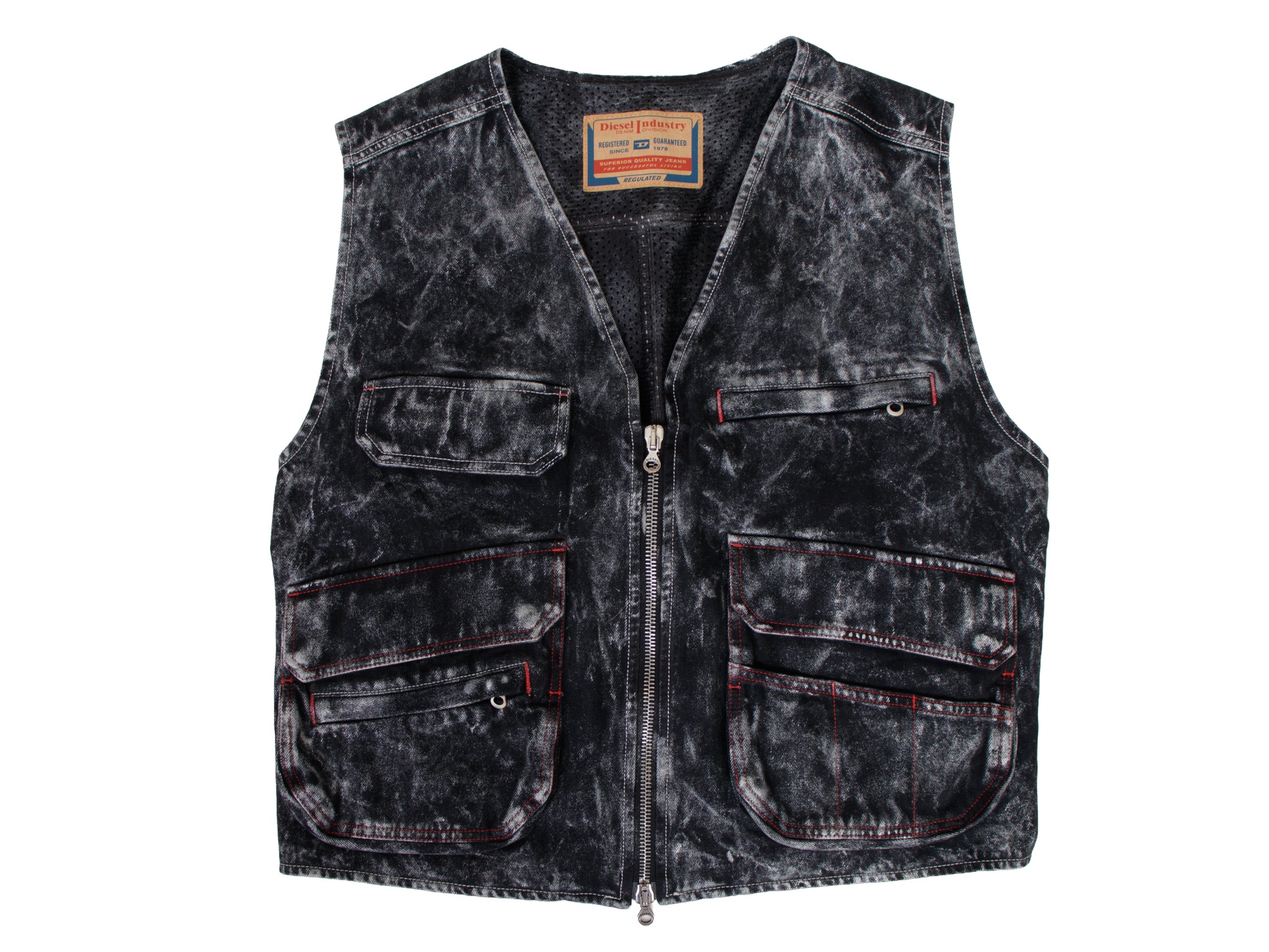 Diesel Marbled Denim Utility Vest