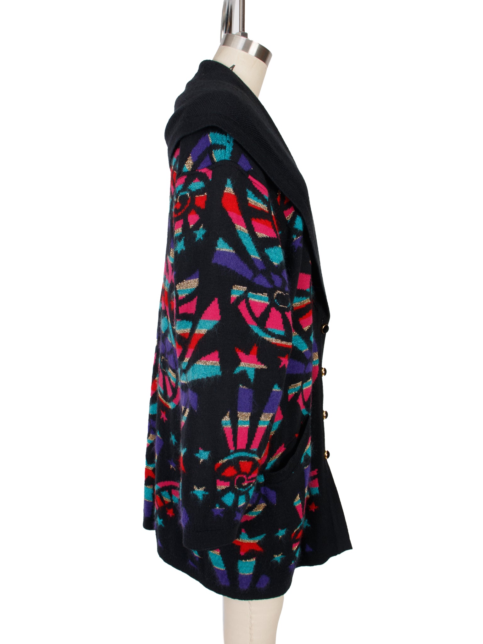 1980's Hauber Wool & Mohair Star Intarsia Cardigan