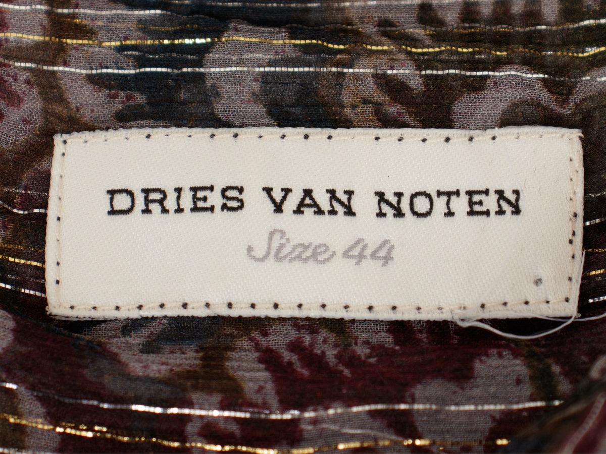 Dries Van Noten Lurex Chiffon Floral Blouse