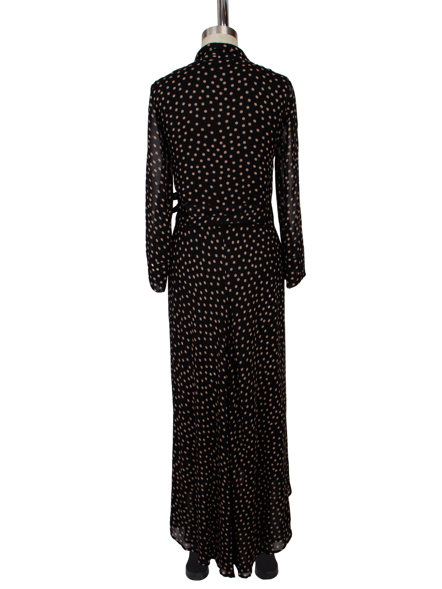 Ganni Chiffon Polka Dot Wrap Dress
