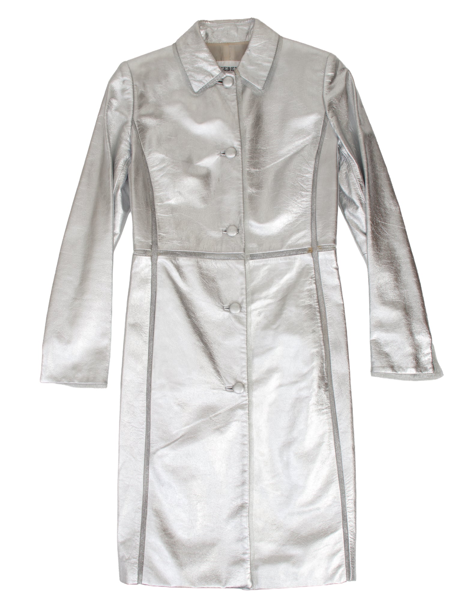 Iceberg Metallic Leather & Tulle Trim Coat
