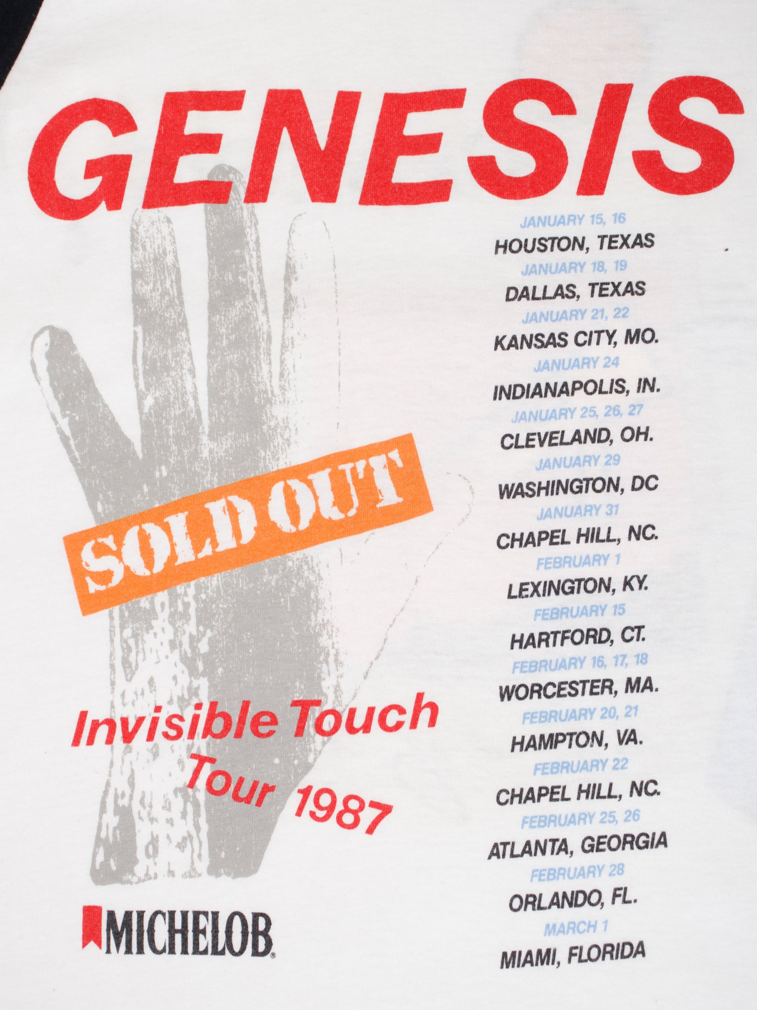 Genesis Invisible Touch '87 Tour Raglan Tee