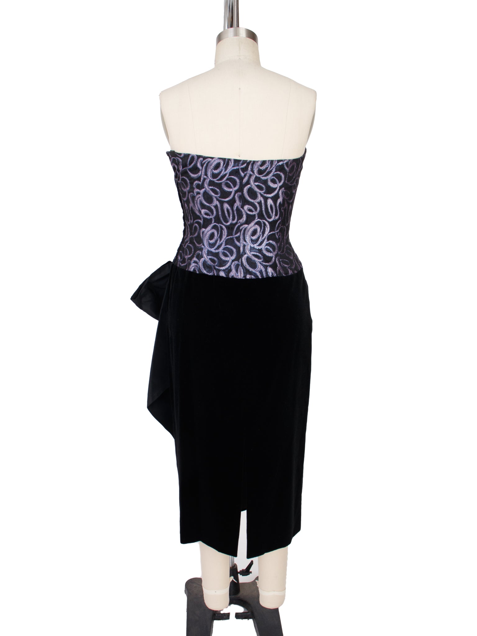 Guy Laroche Brocade Velvet & Tafetta Bow Party Dress