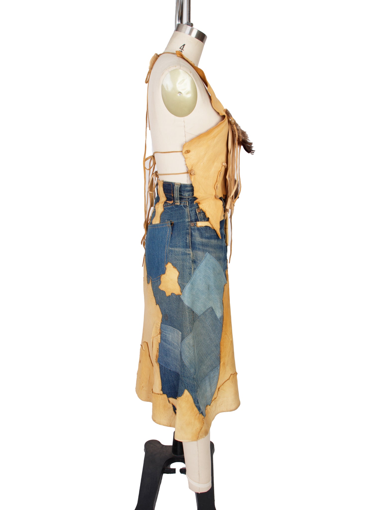 The Hidery Denim & Doe Skin Halter & Skirt Set