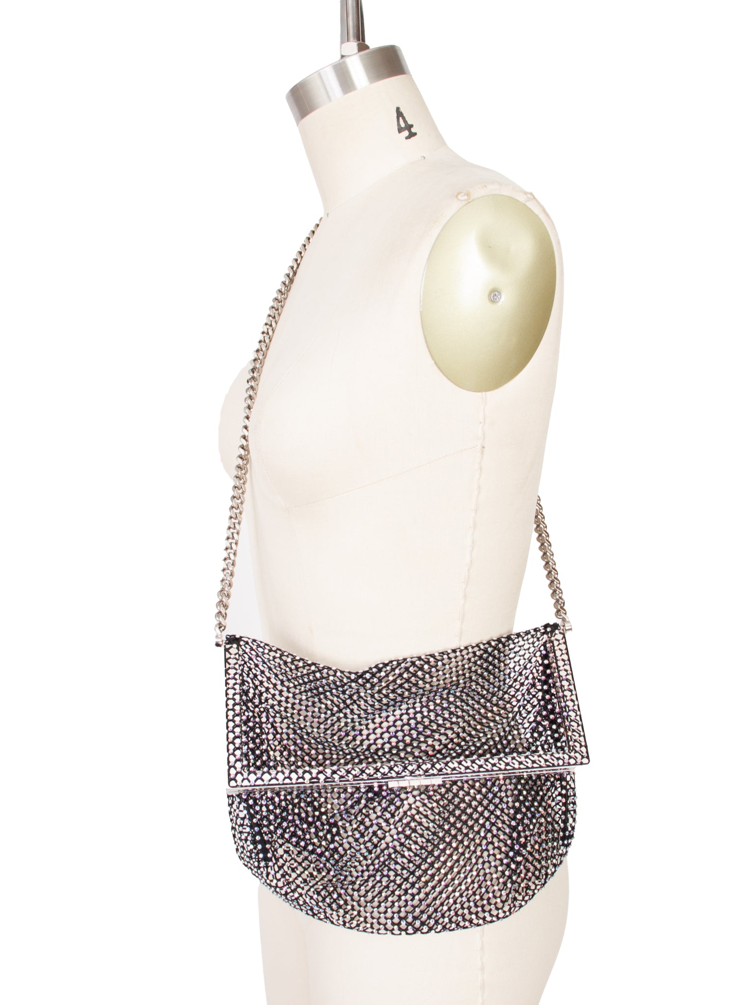 Saint Laurent Fanny Crystal Mesh Kiss-Lock Shoulder Bag
