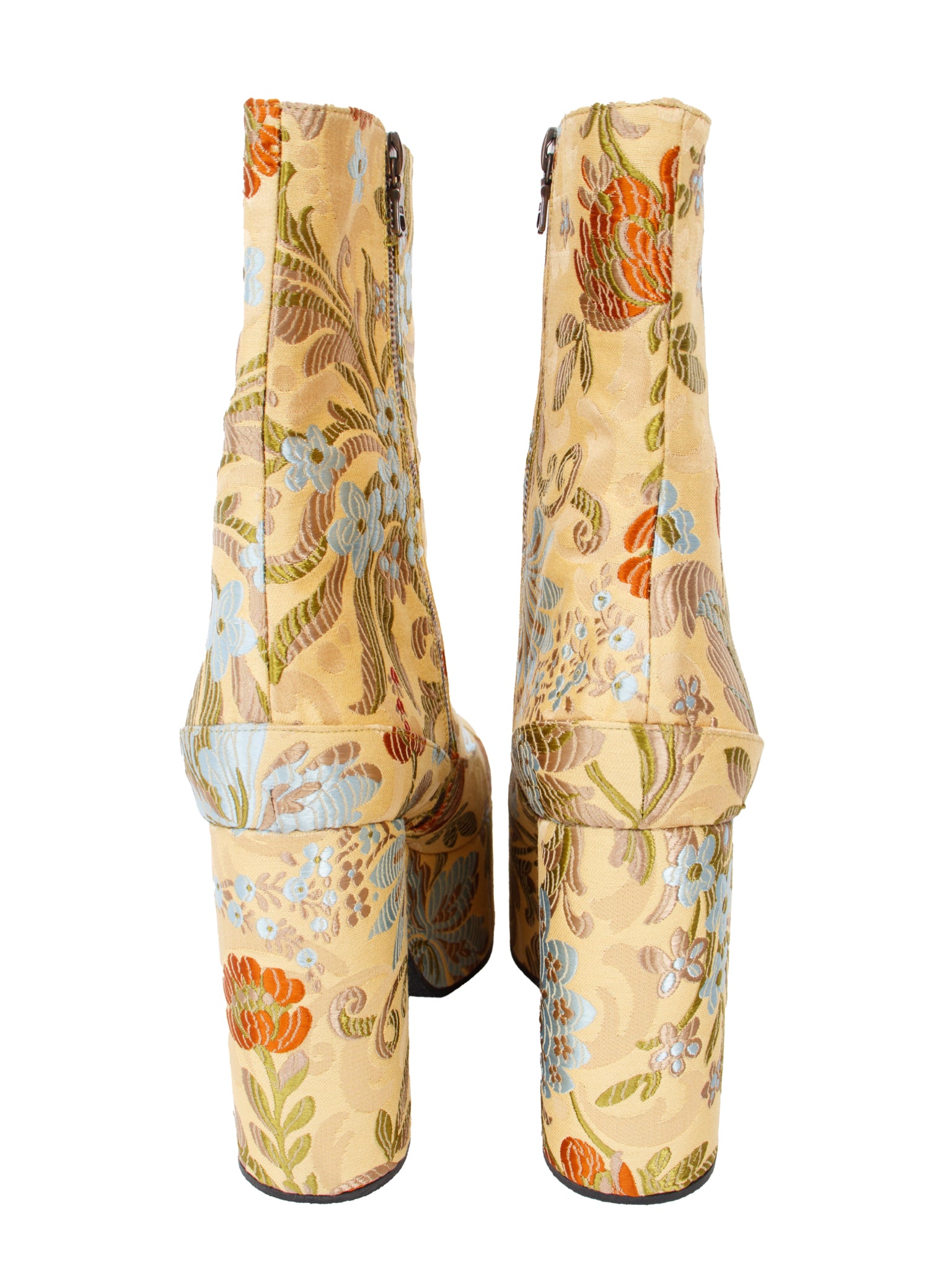 Dries Van Noten Floral Brocade Platform Boots (38.5)