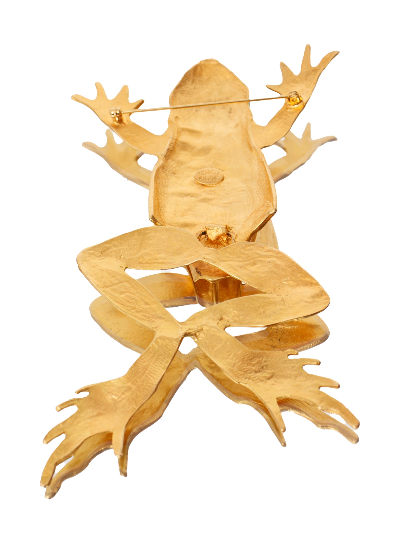 Kenneth Lane Brass Articulated Frog Brooch