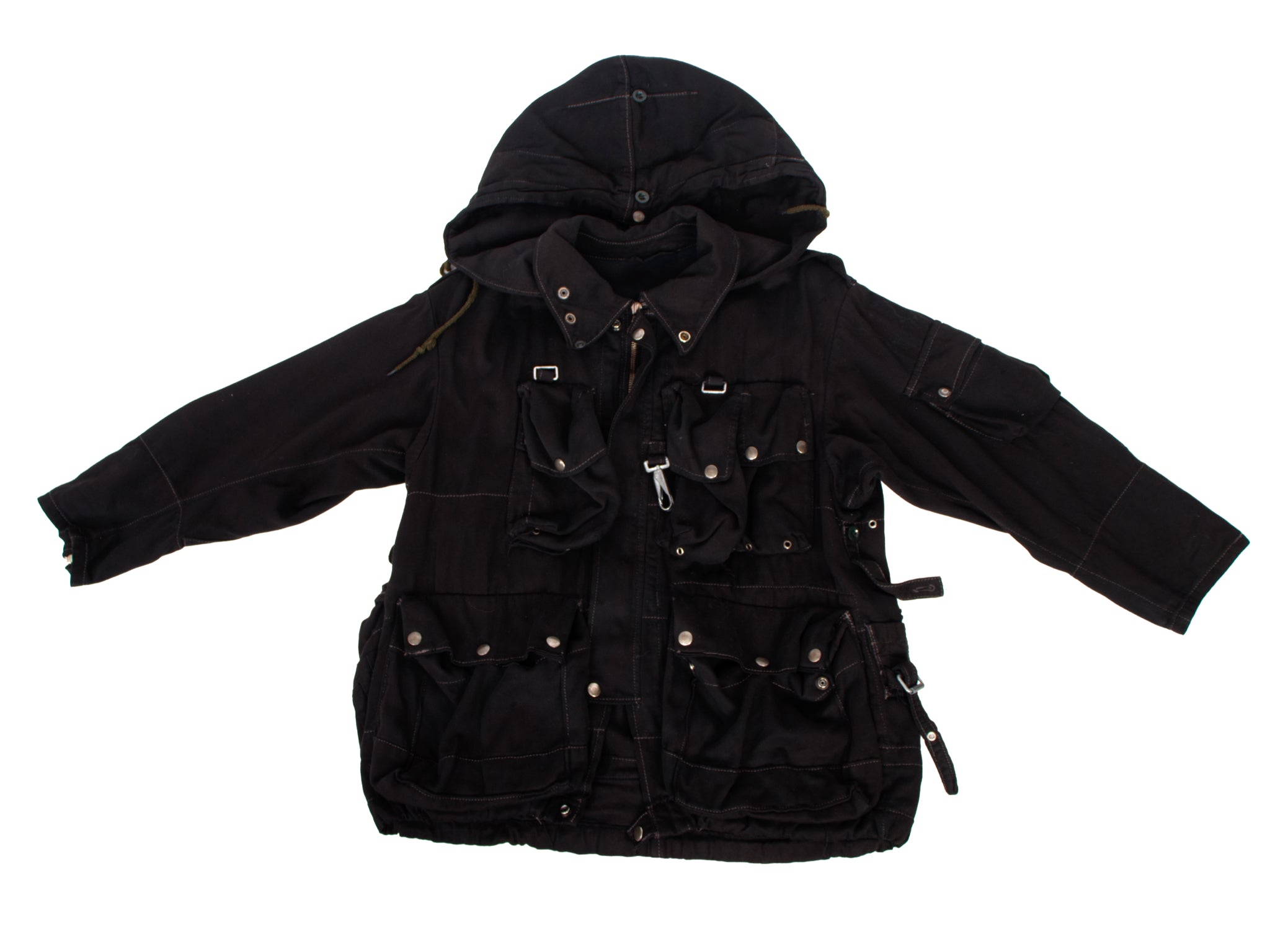 darkwear military cargo wire jacket 退廃 Swiss Over-Dyed Hooded Cargo Military Jacket – Mercy Vintage
