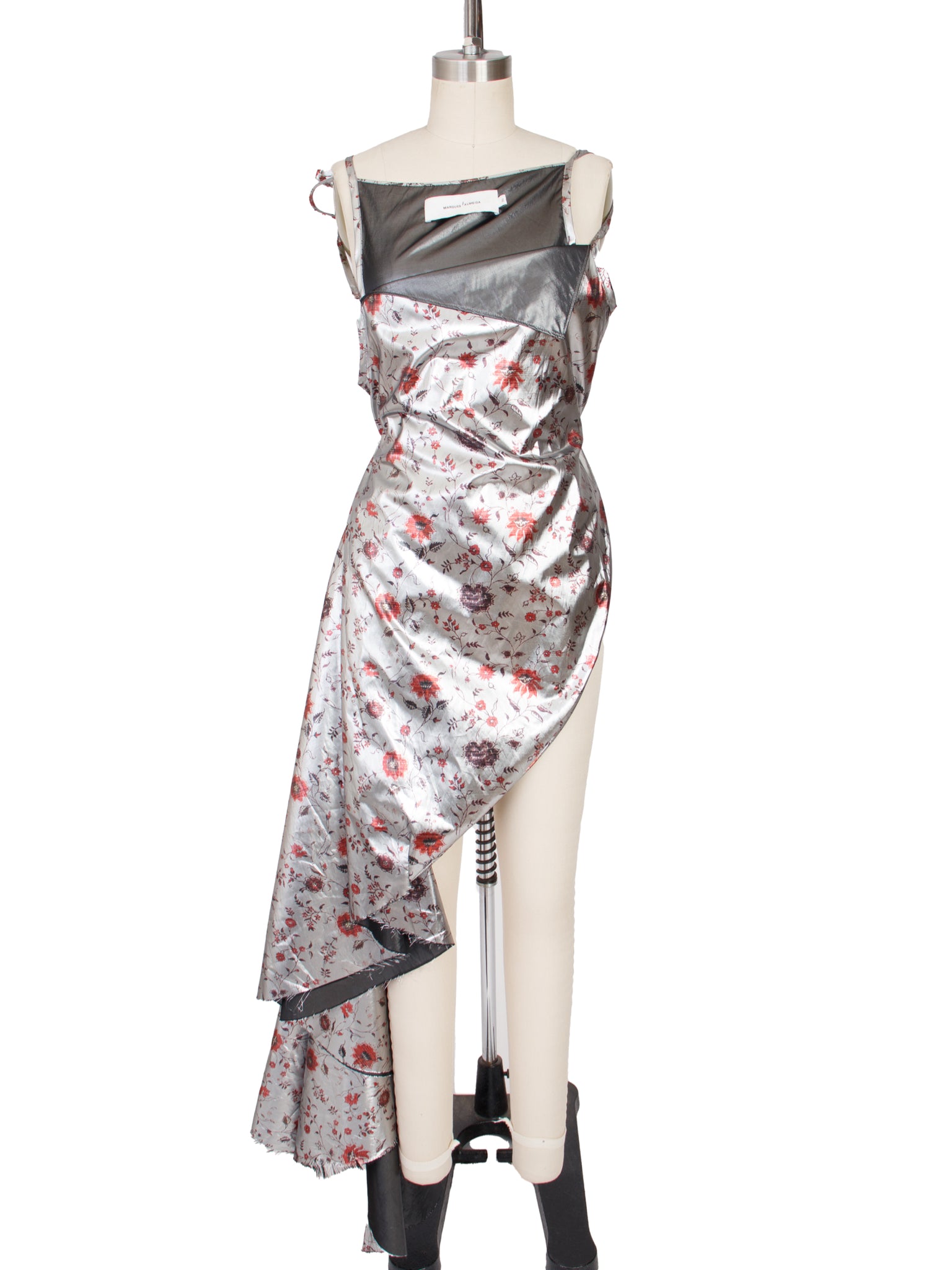 Marques Almeida Silver Lame Floral Print Dress