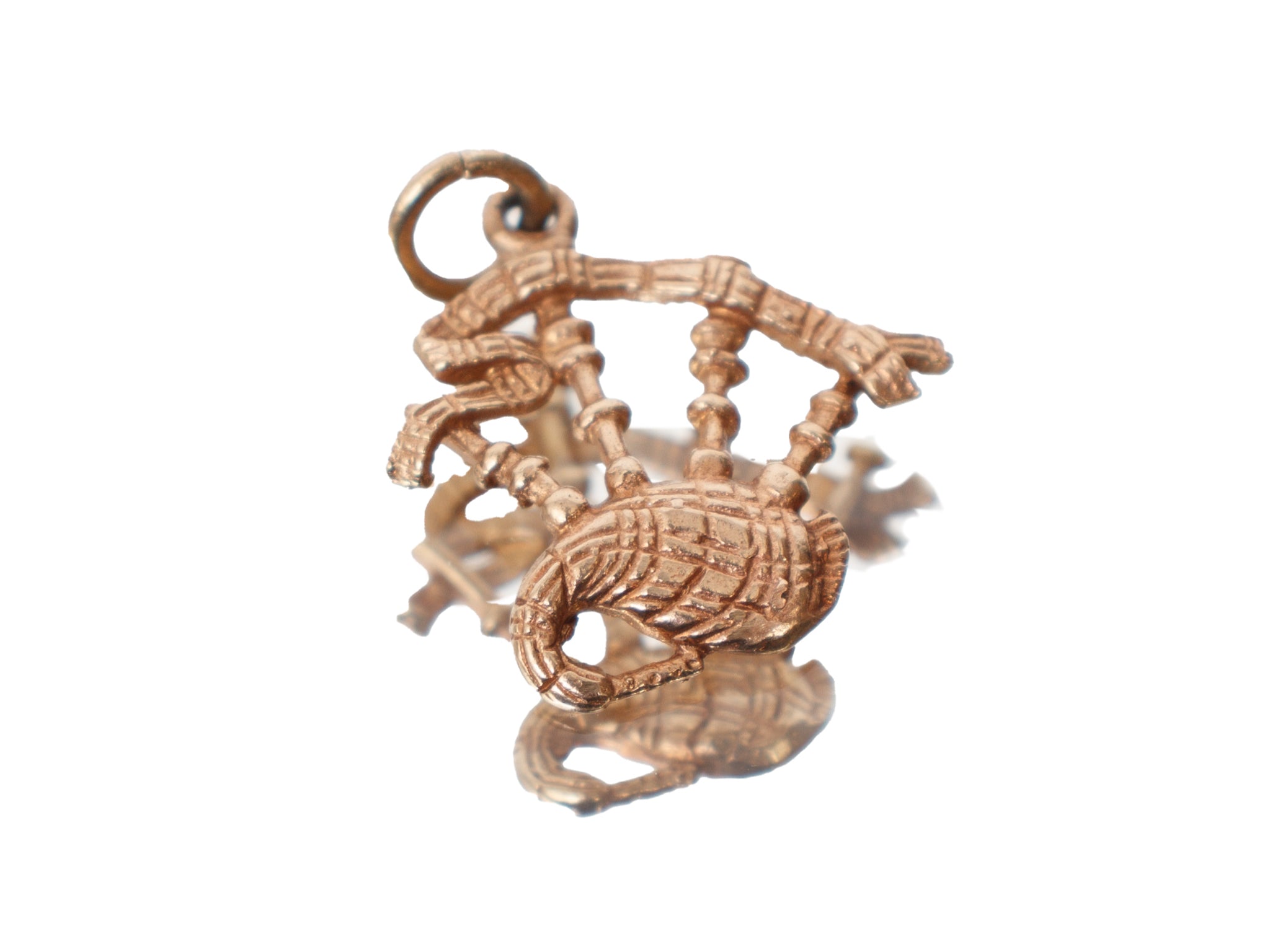 14K Gold Etched Bagpipe Charm