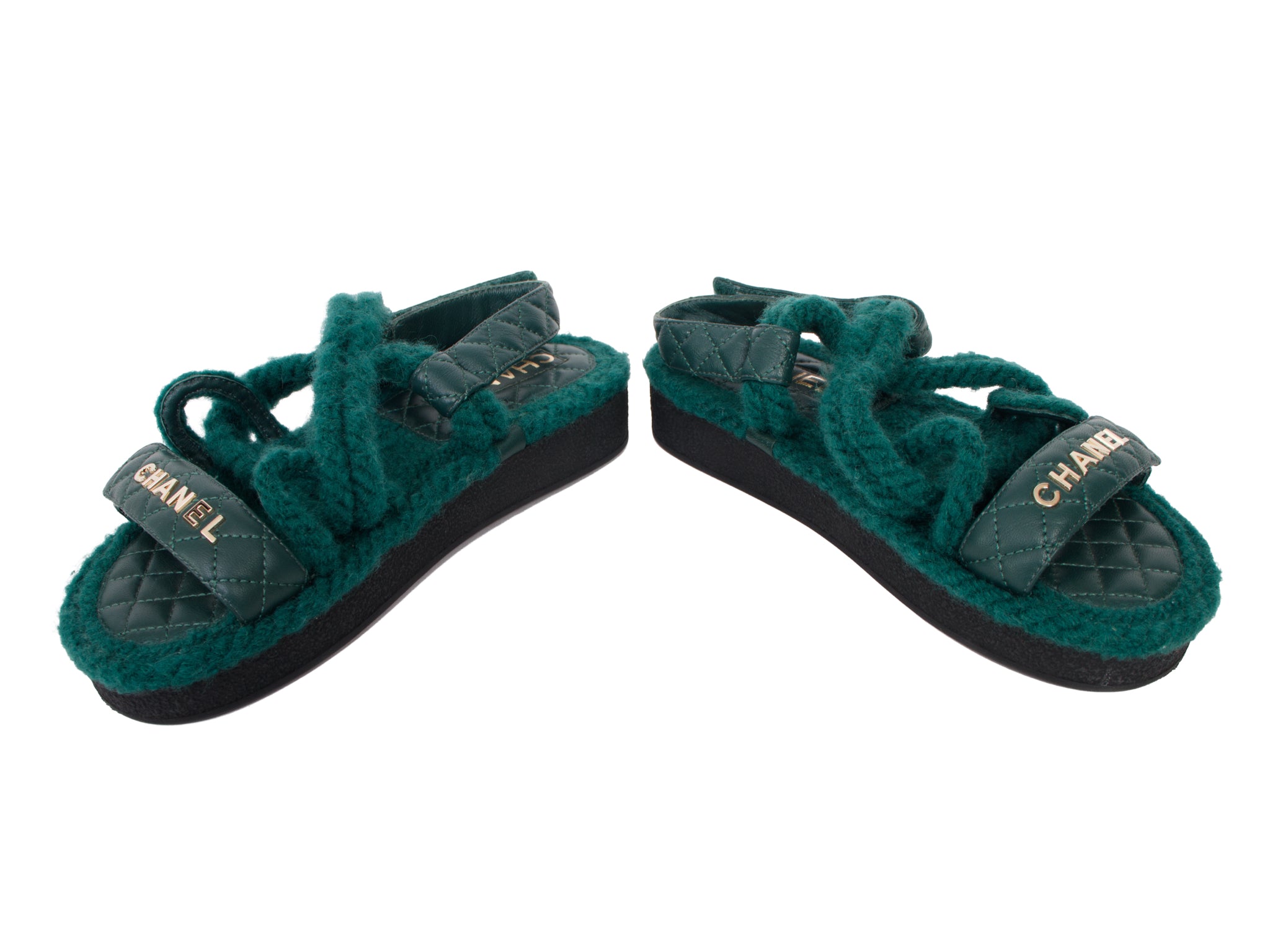 Chanel Lambskin Quilted Interlocking CC Sandals