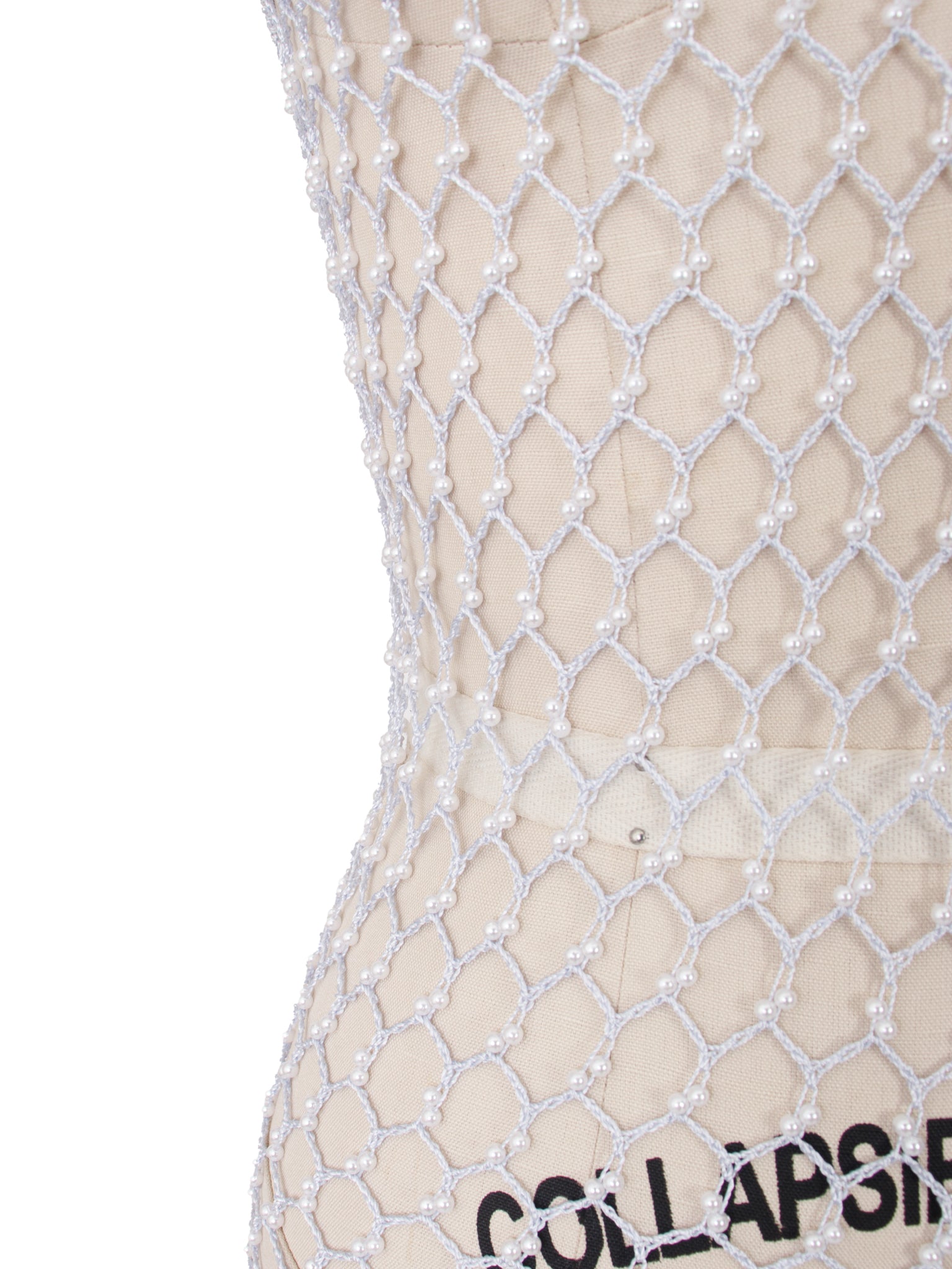 Elisabetta Rogiani Baby Blue Faux Pearl Crochet Dress