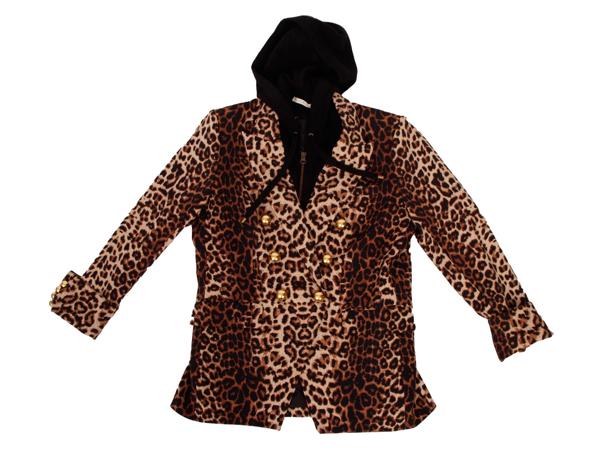 Veronica Beard Leopard Print & Cashmere Hood Dickey Blazer