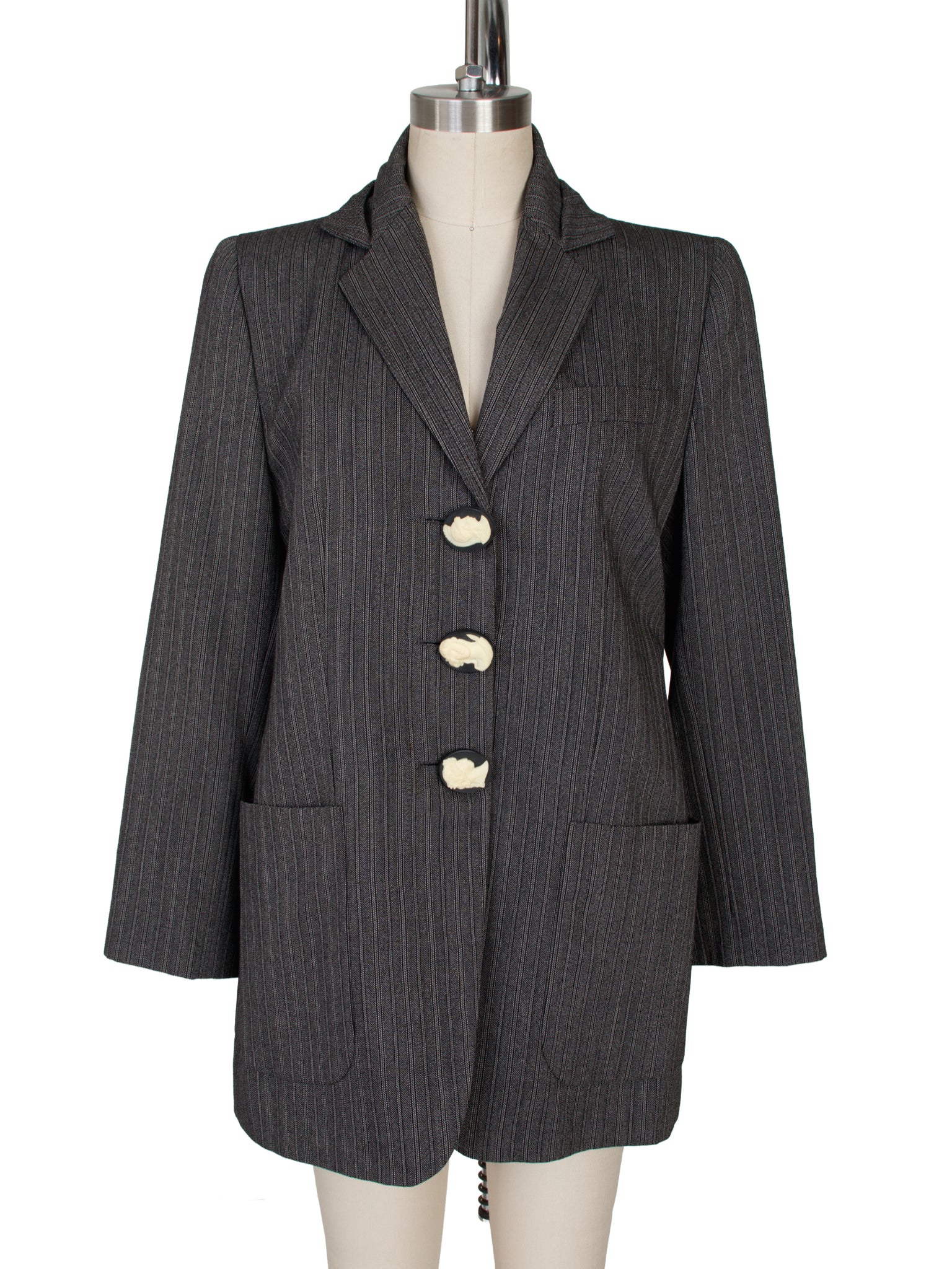 AW '95-'96 Romeo Gigli Wool Pinstripe Cameo Blazer
