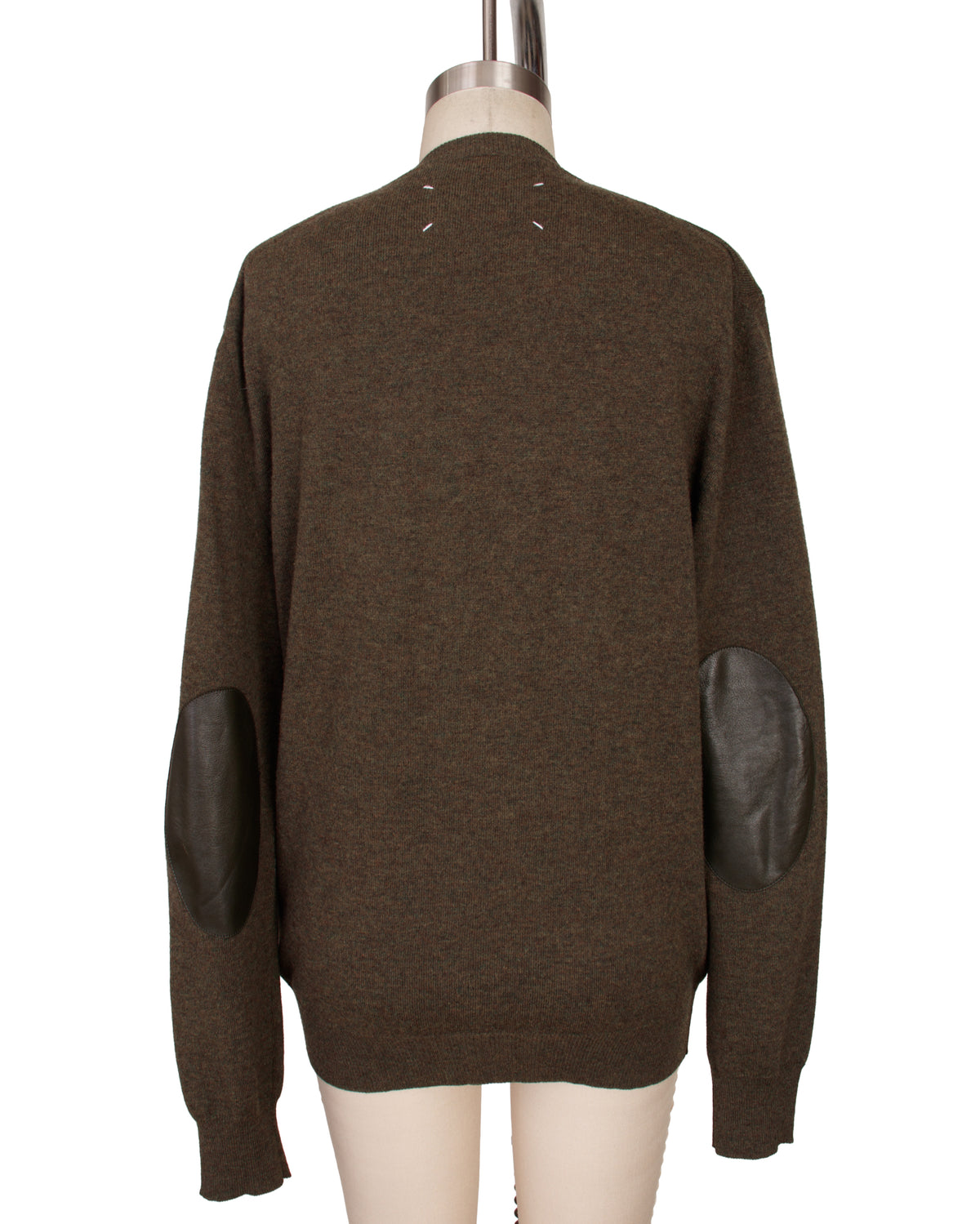 Maison Margiela Wool &  Leather Patch Cardigan