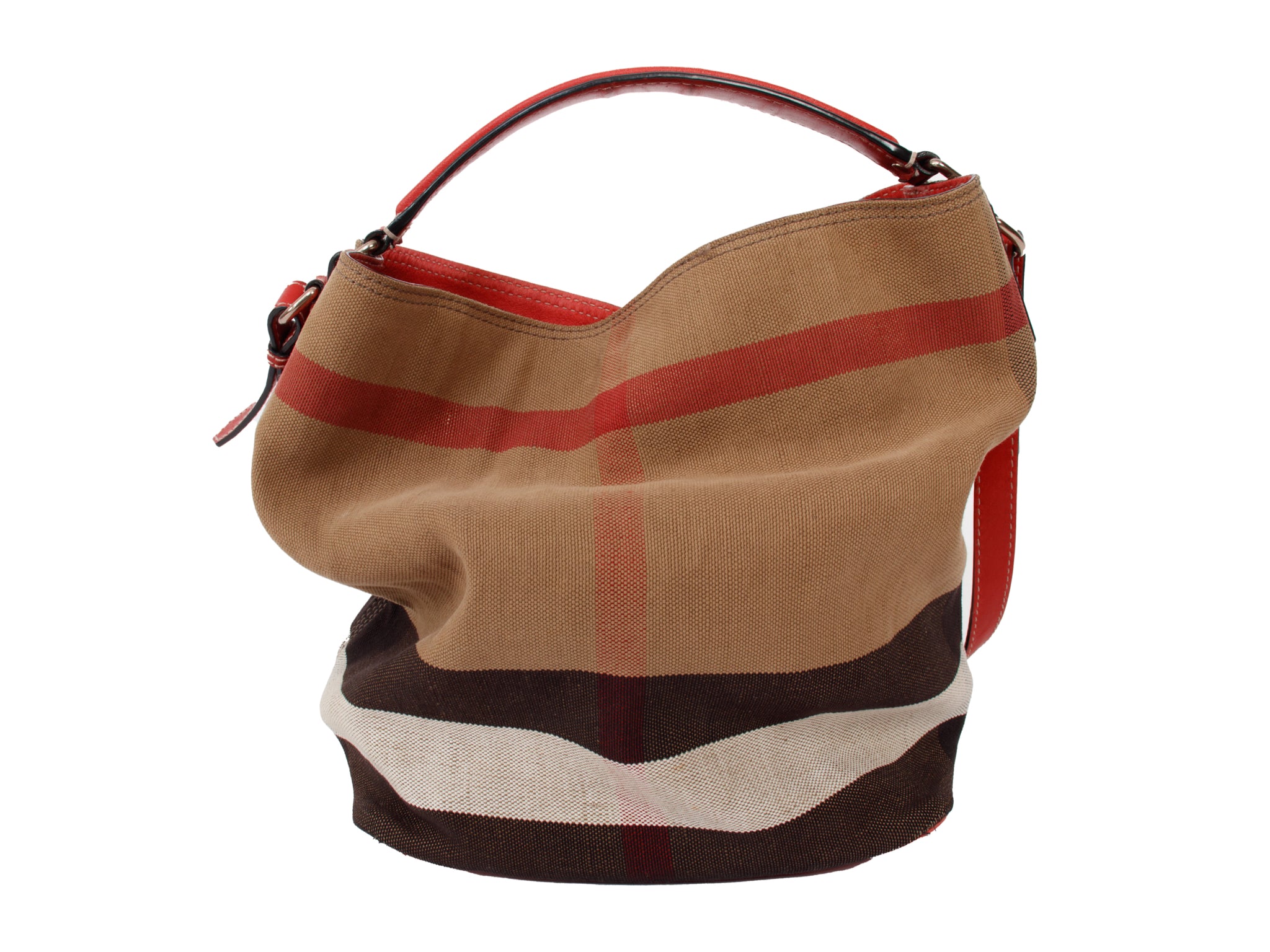 Burberry Check Canvas & Leather Bucket Bag