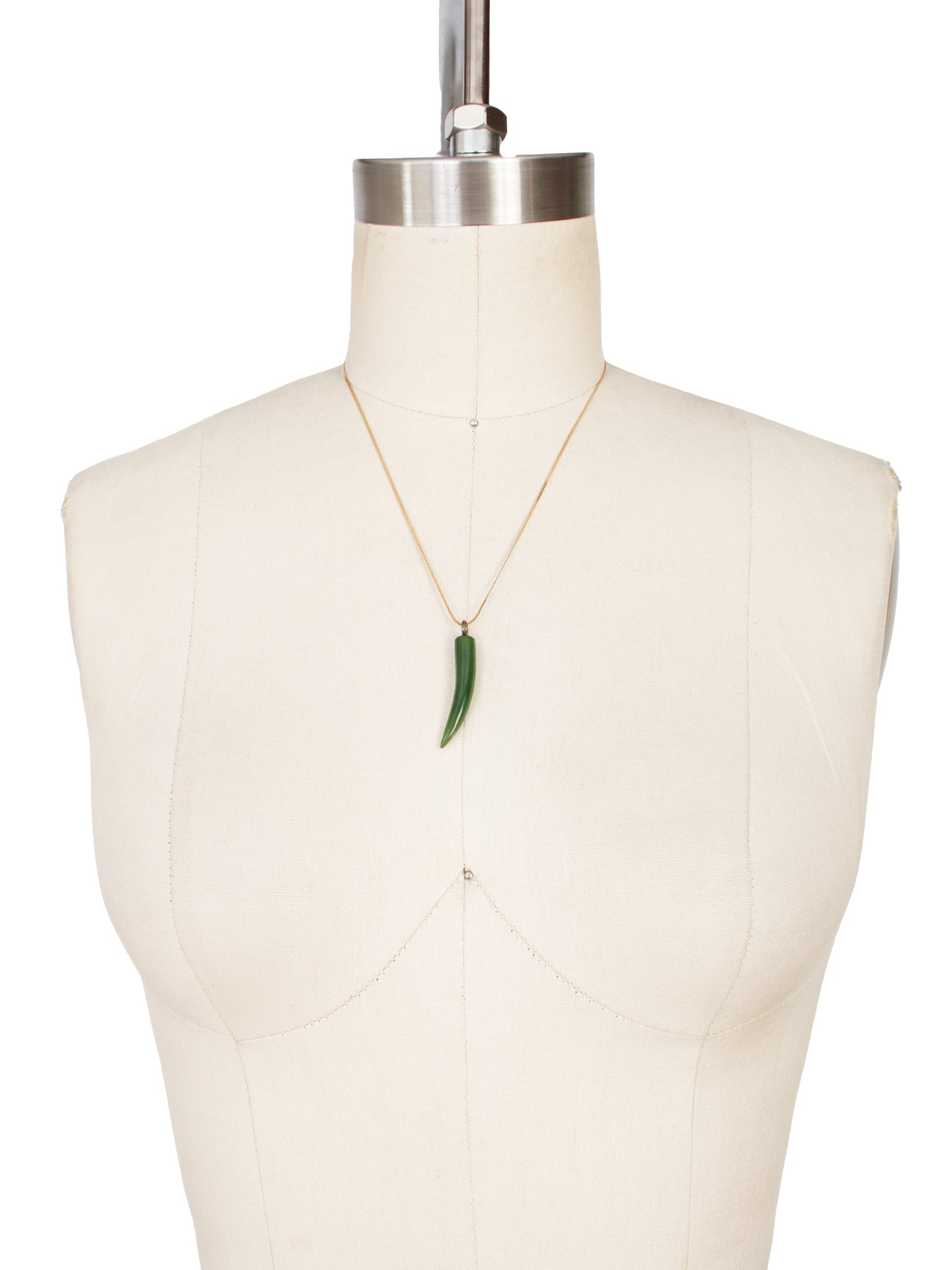 12K GF S-Chain & Jade Horn Necklace