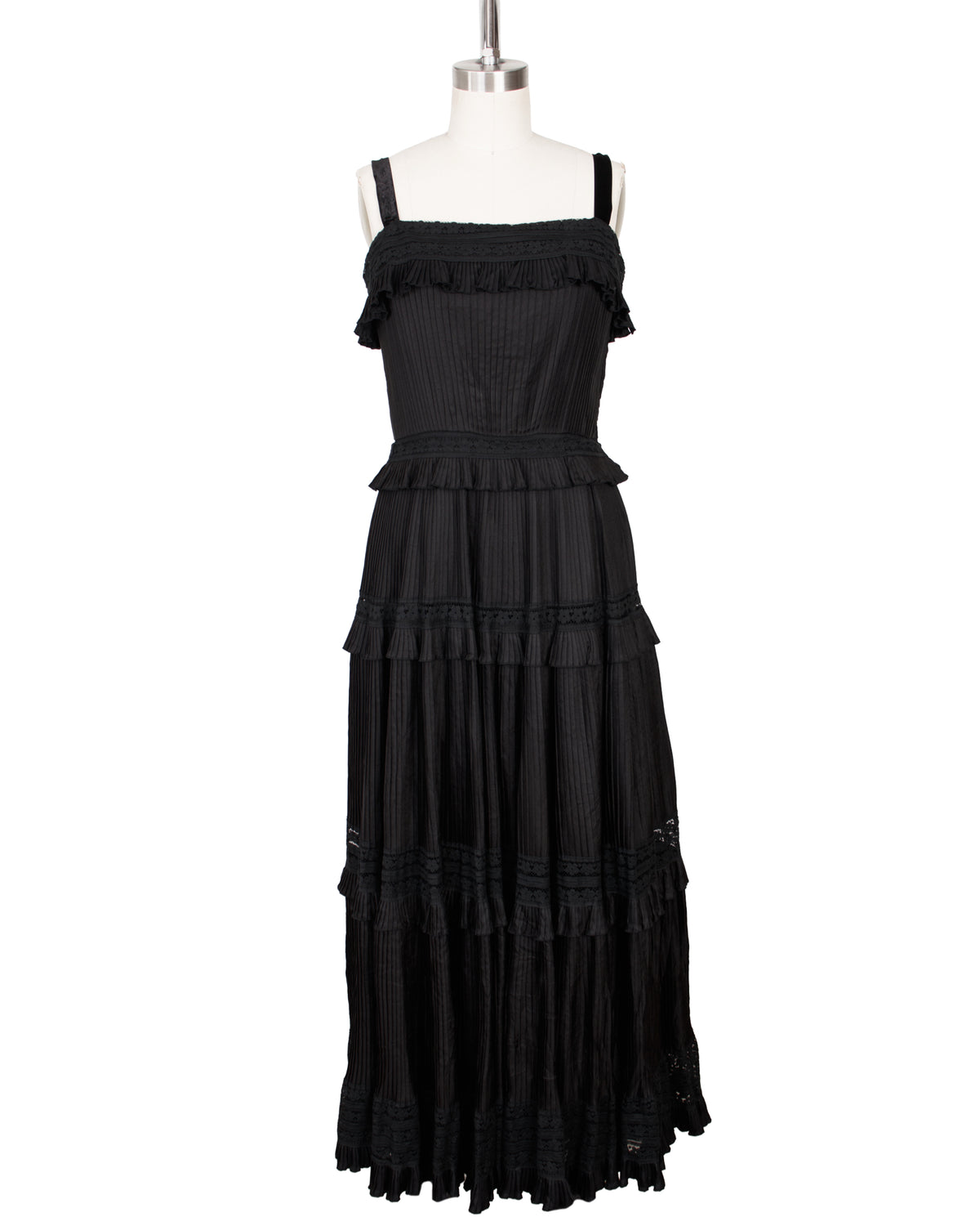 1940s Crepe De Chine Pleated Tiered Dress*