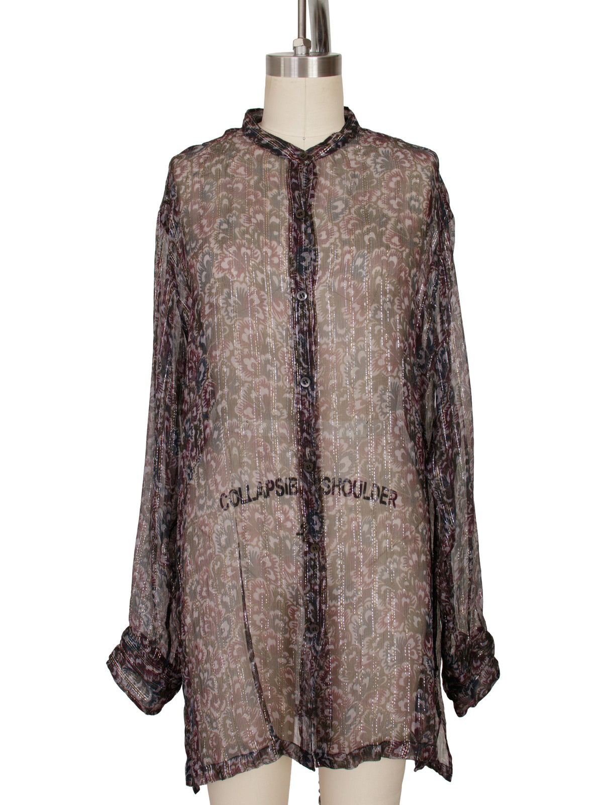 Dries Van Noten Lurex Chiffon Floral Blouse