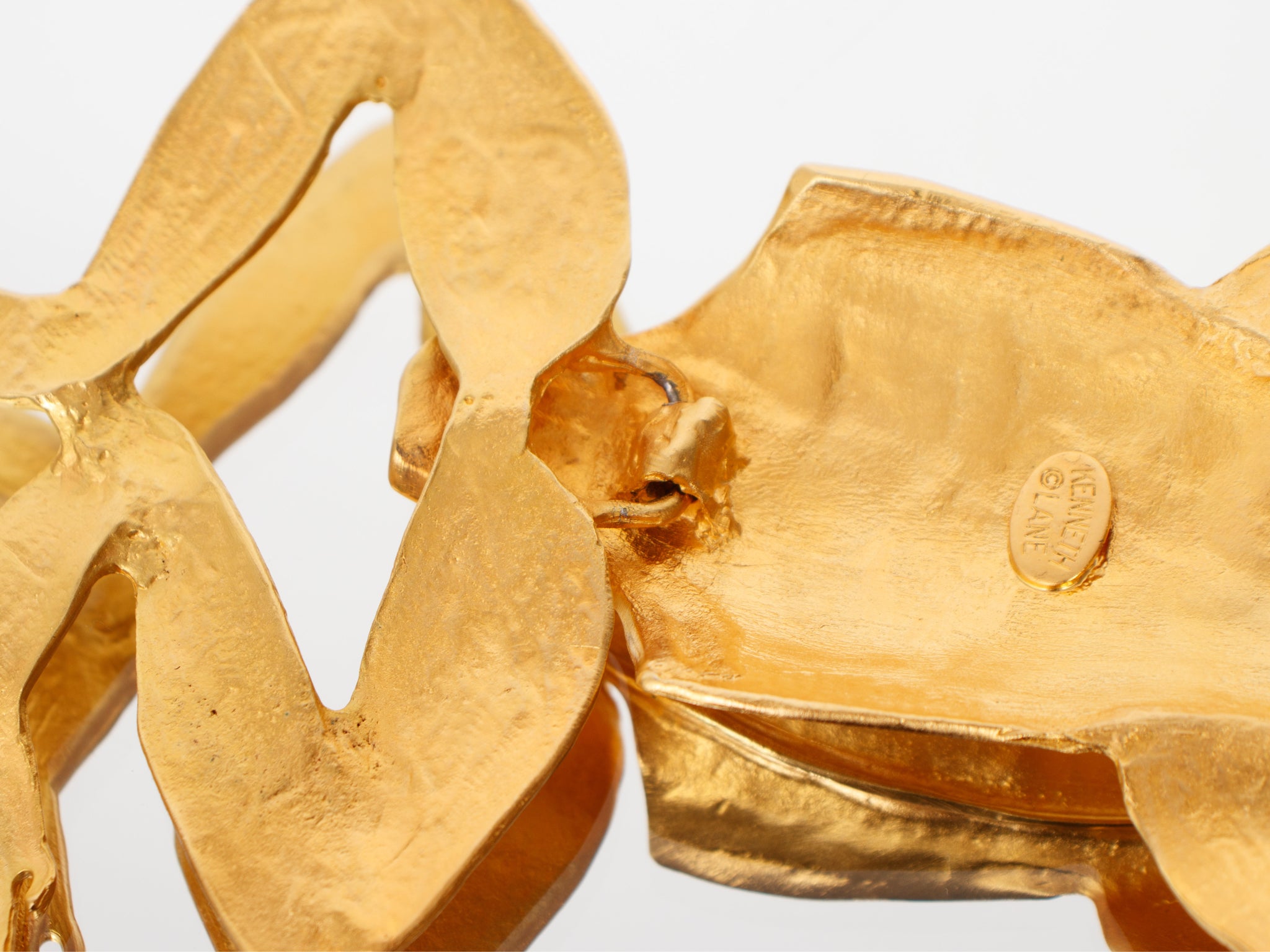 Kenneth Lane Brass Articulated Frog Brooch