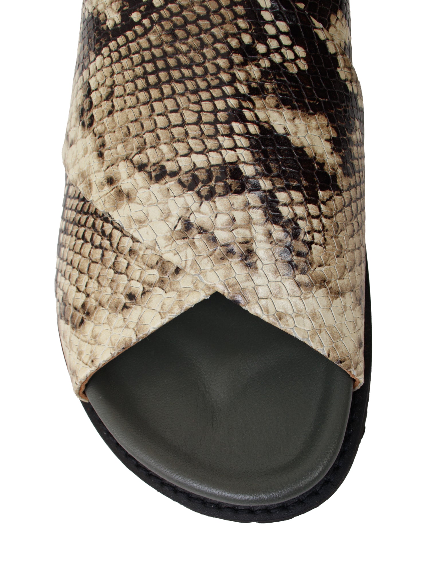 Ganni Snake Embossed Leather Platform Slides