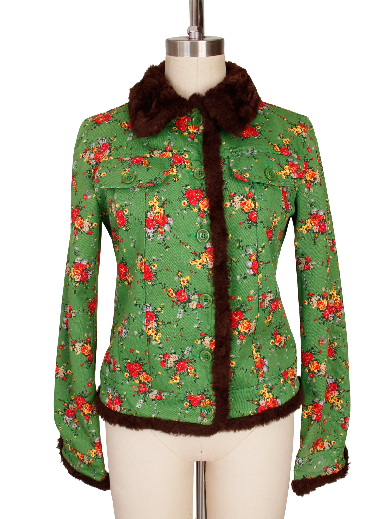 D&G by Dolce & Gabbana Faux Fur Trim Floral Jacket