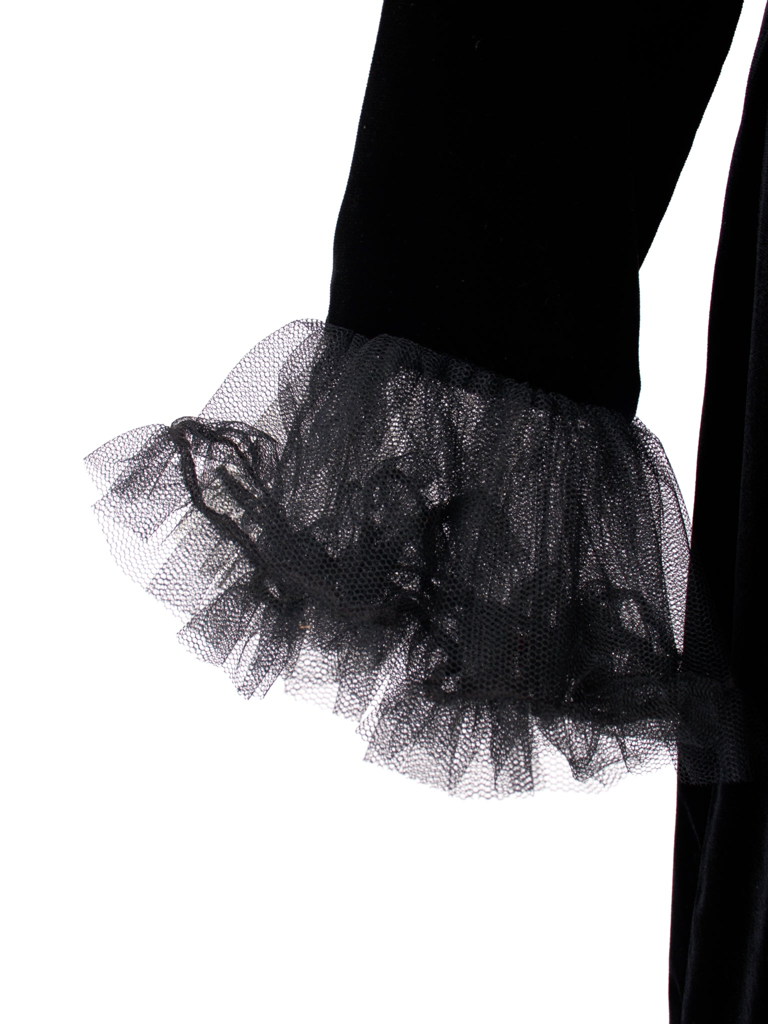 1980s Yves Saint Laurent Velvet & Tulle Trim Dress